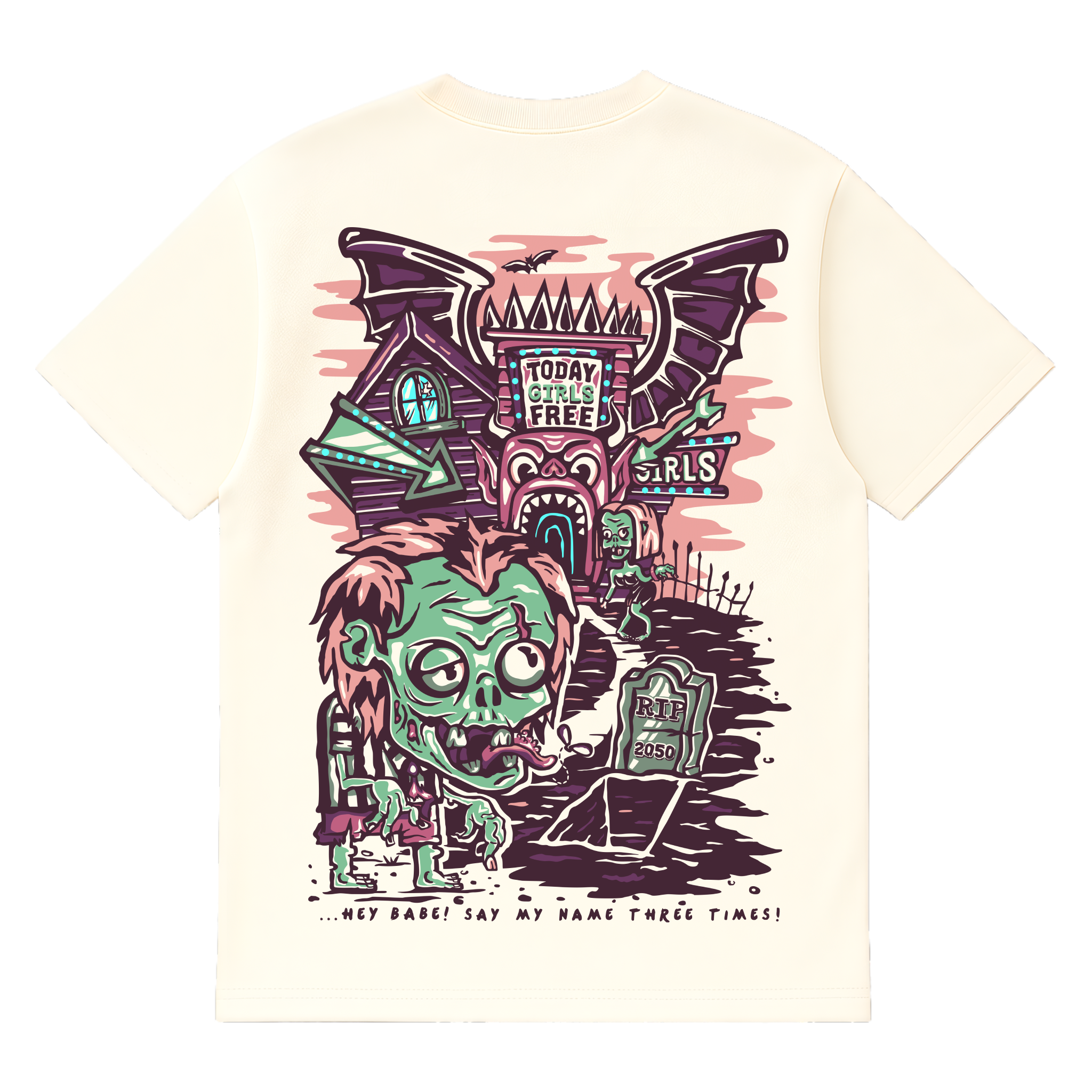 Camiseta Cubica Unconventional BeetleJuice espalda vainilla