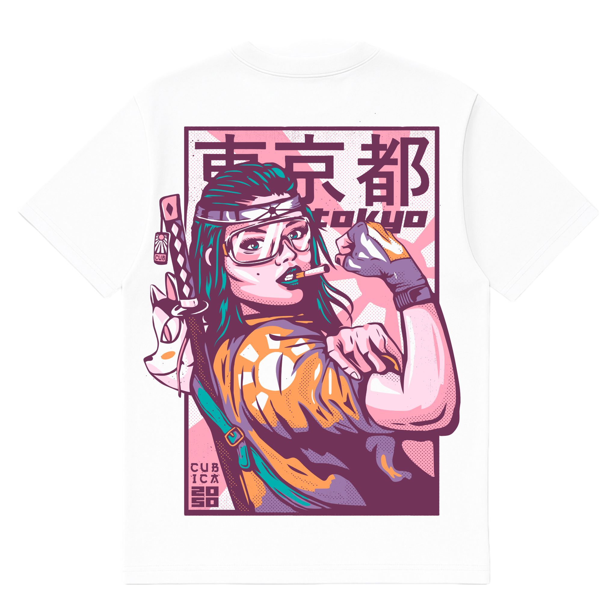 Camiseta Cubica Tokyo Neon 2050 espalda