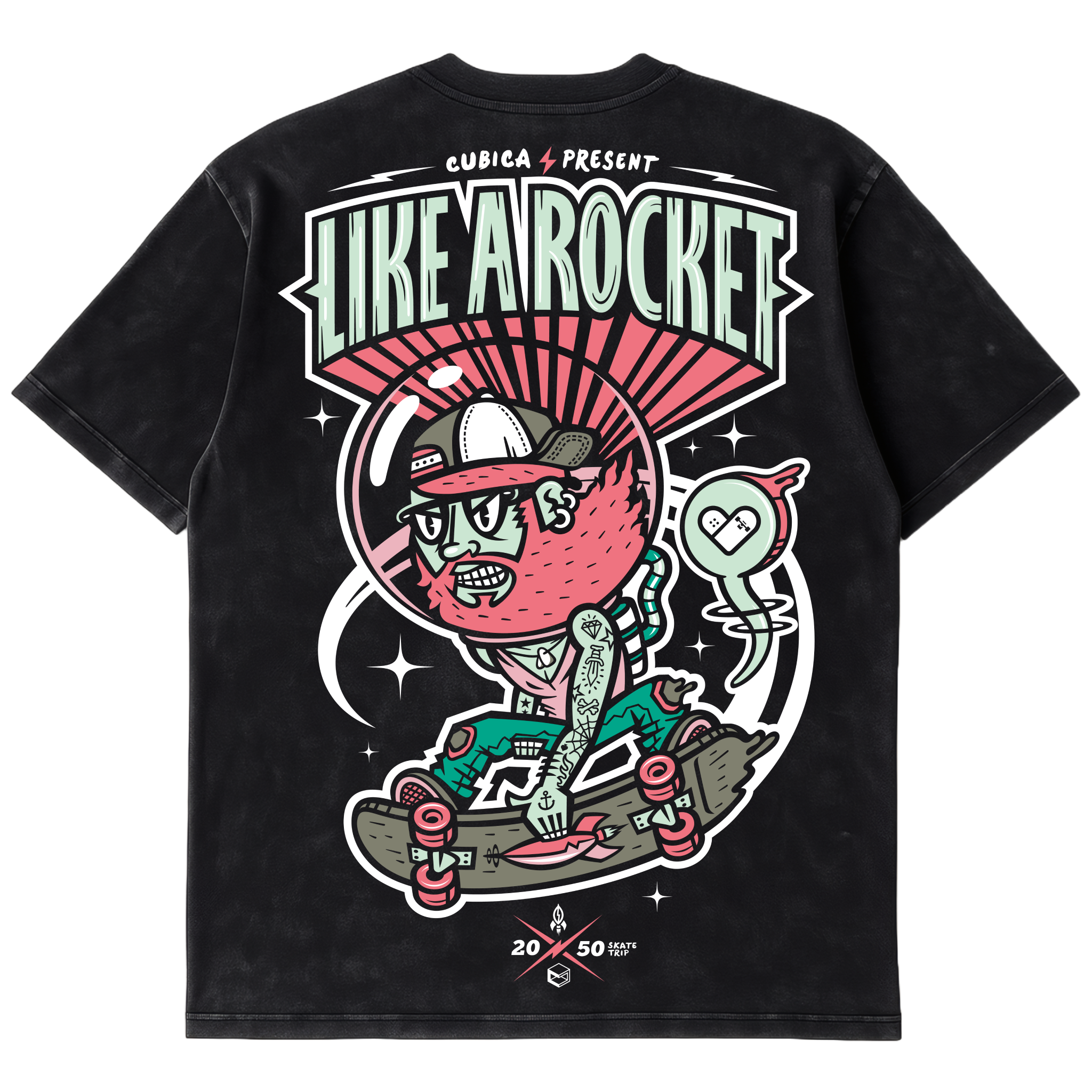 Camiseta Cubica Like A Rocket Skate espalda