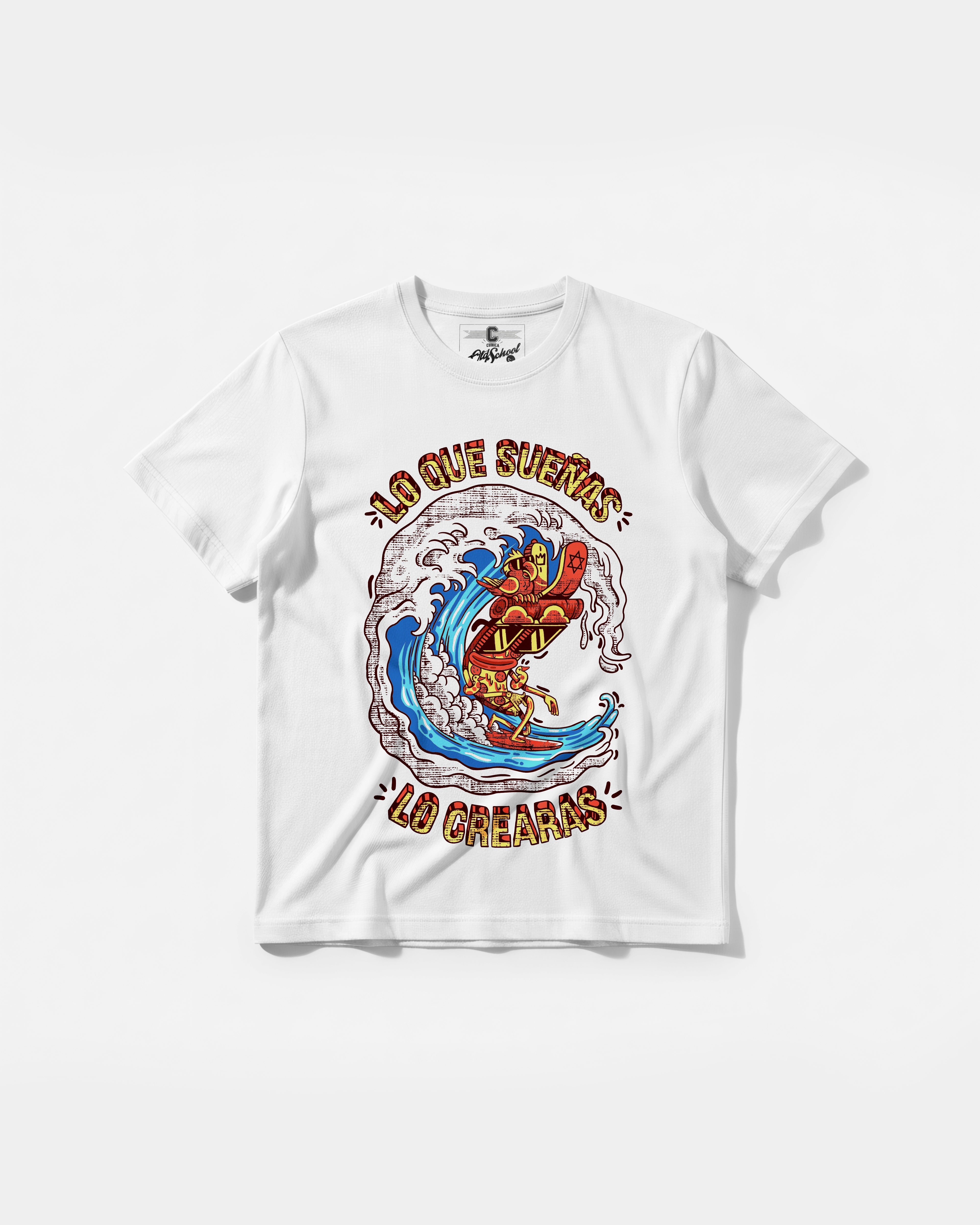 Camiseta Pizza Surf Big Front Regular Basic Blanco