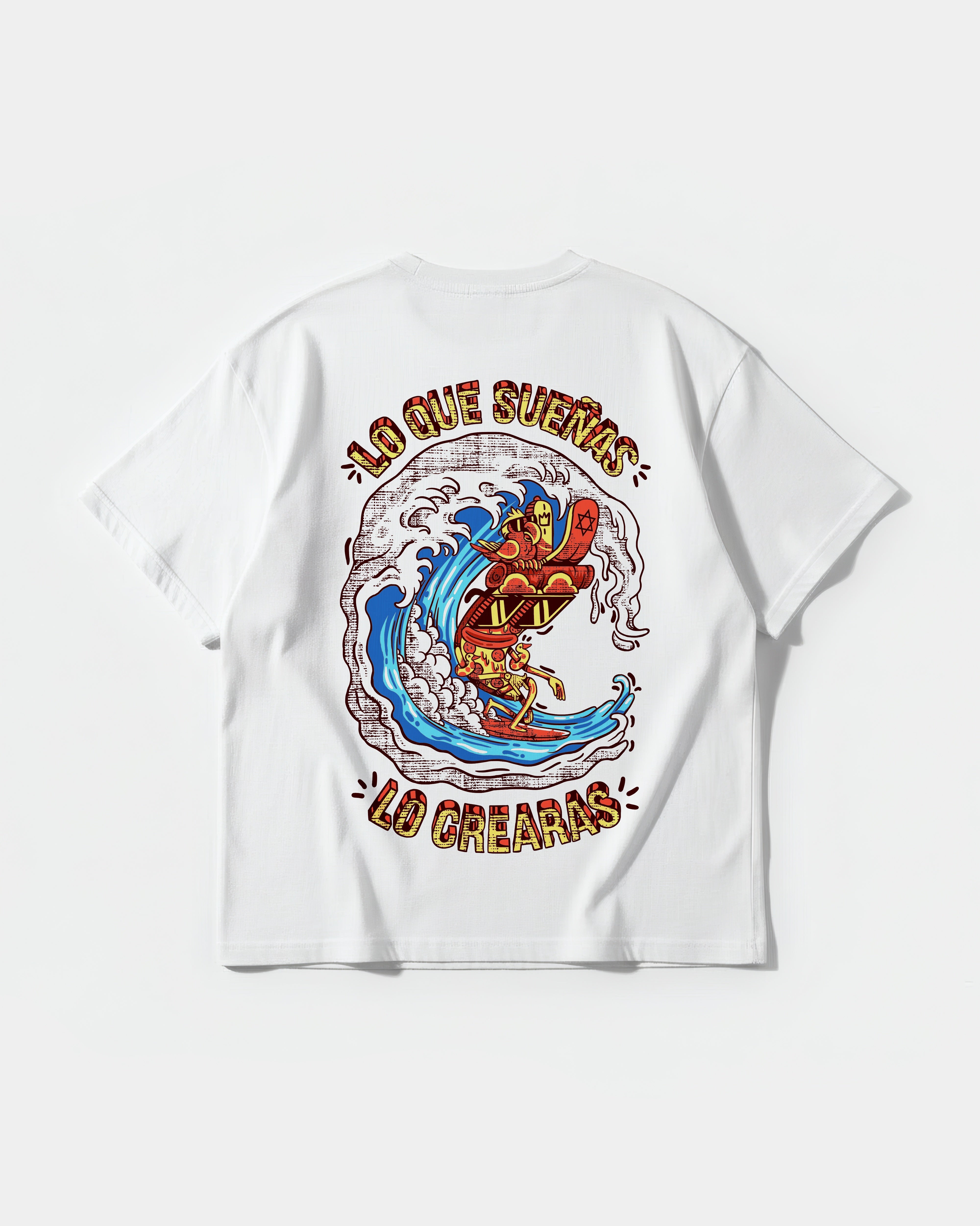 Camiseta Pizza Surf Pocket Front Oversize Basic Blanco