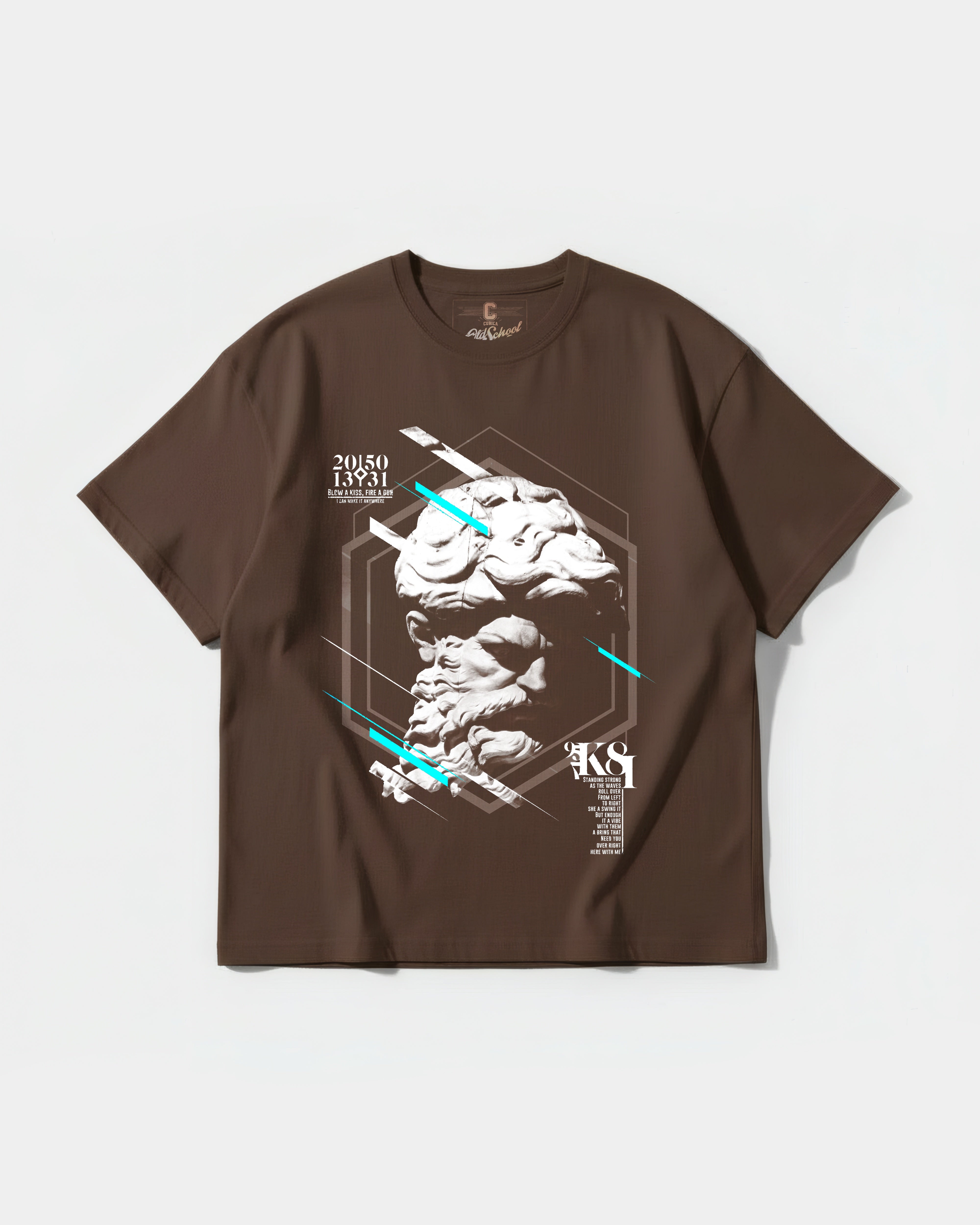 Camiseta Miguel Angel Big Front Oversize Basic Marron