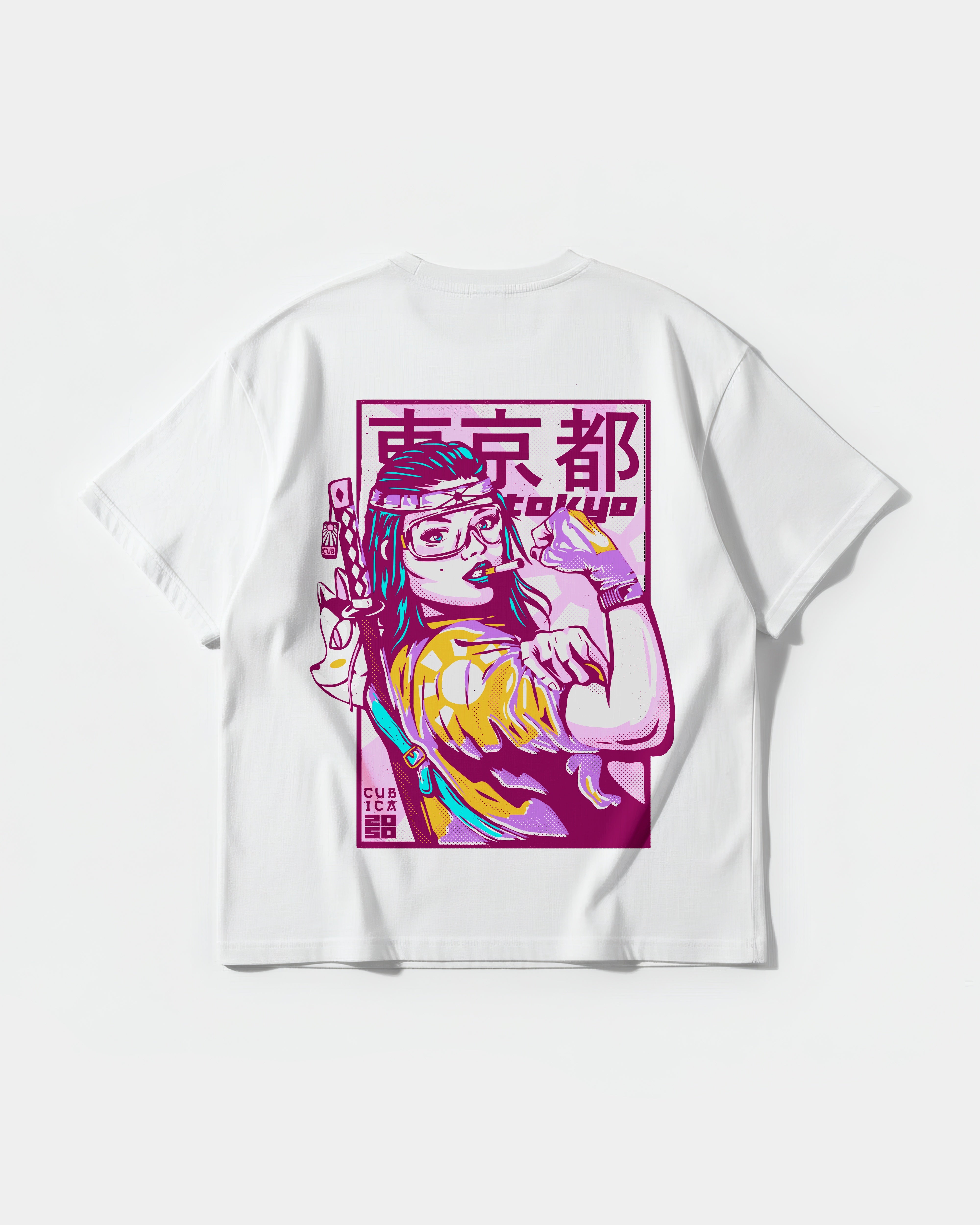 Camiseta Tokio 2050 Big Back Oversize Basic Blanco