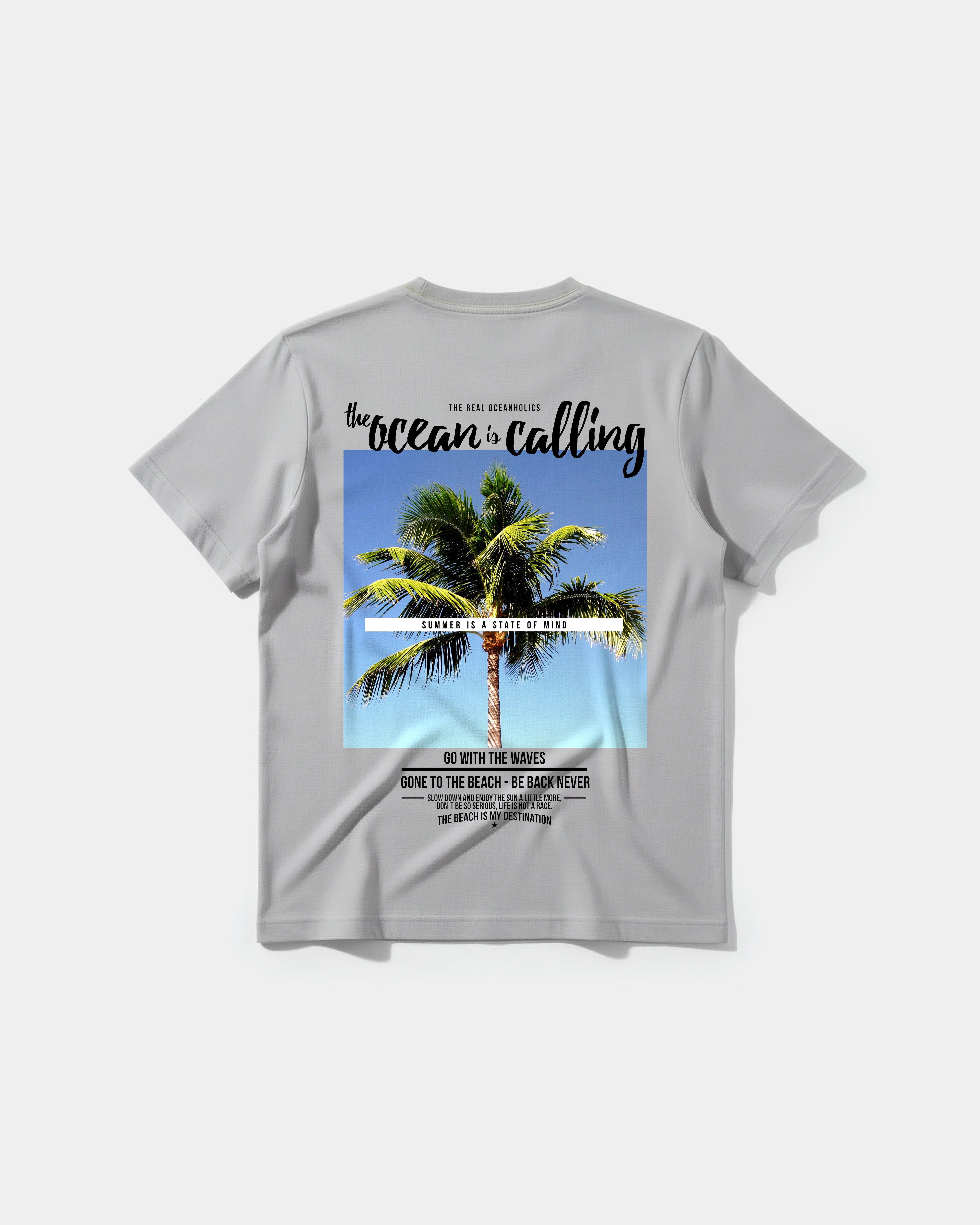 Camiseta Ocean Is Calling Big Back Regular Basic Gris