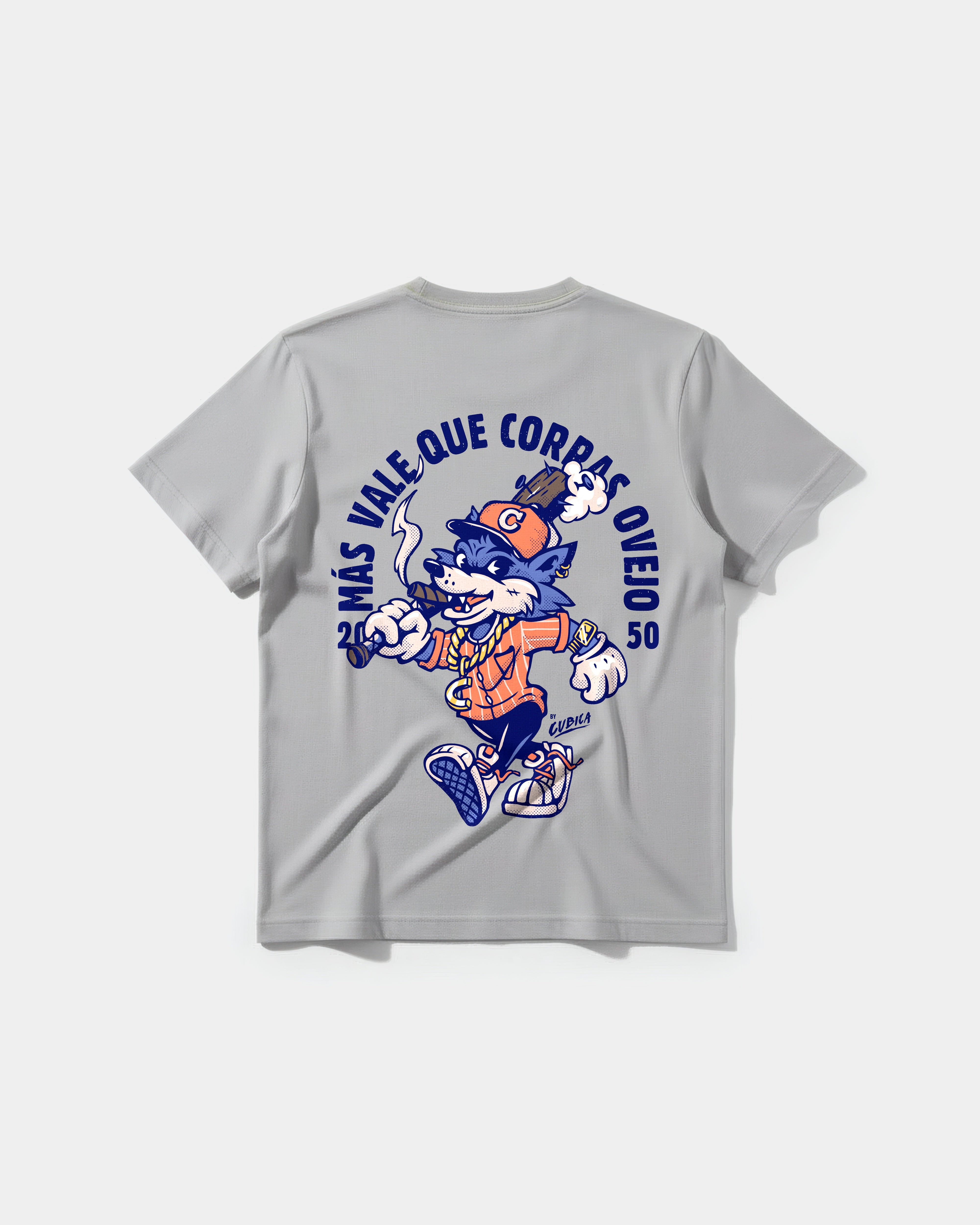 Camiseta Mas Vale Que Corras Pocket Front Regular Basic Gris