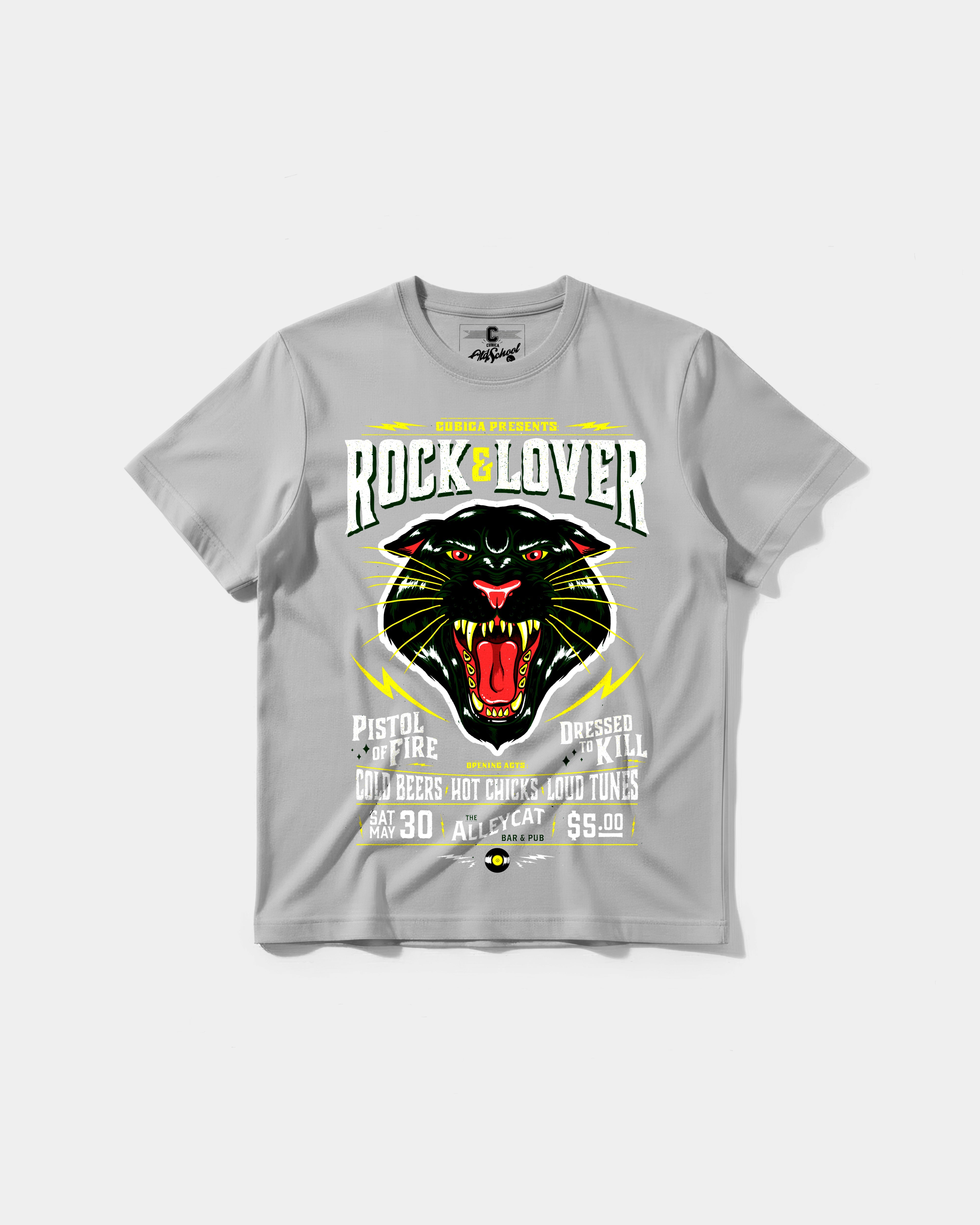 Camiseta Rock And Lover Big Front Regular Basic Gris
