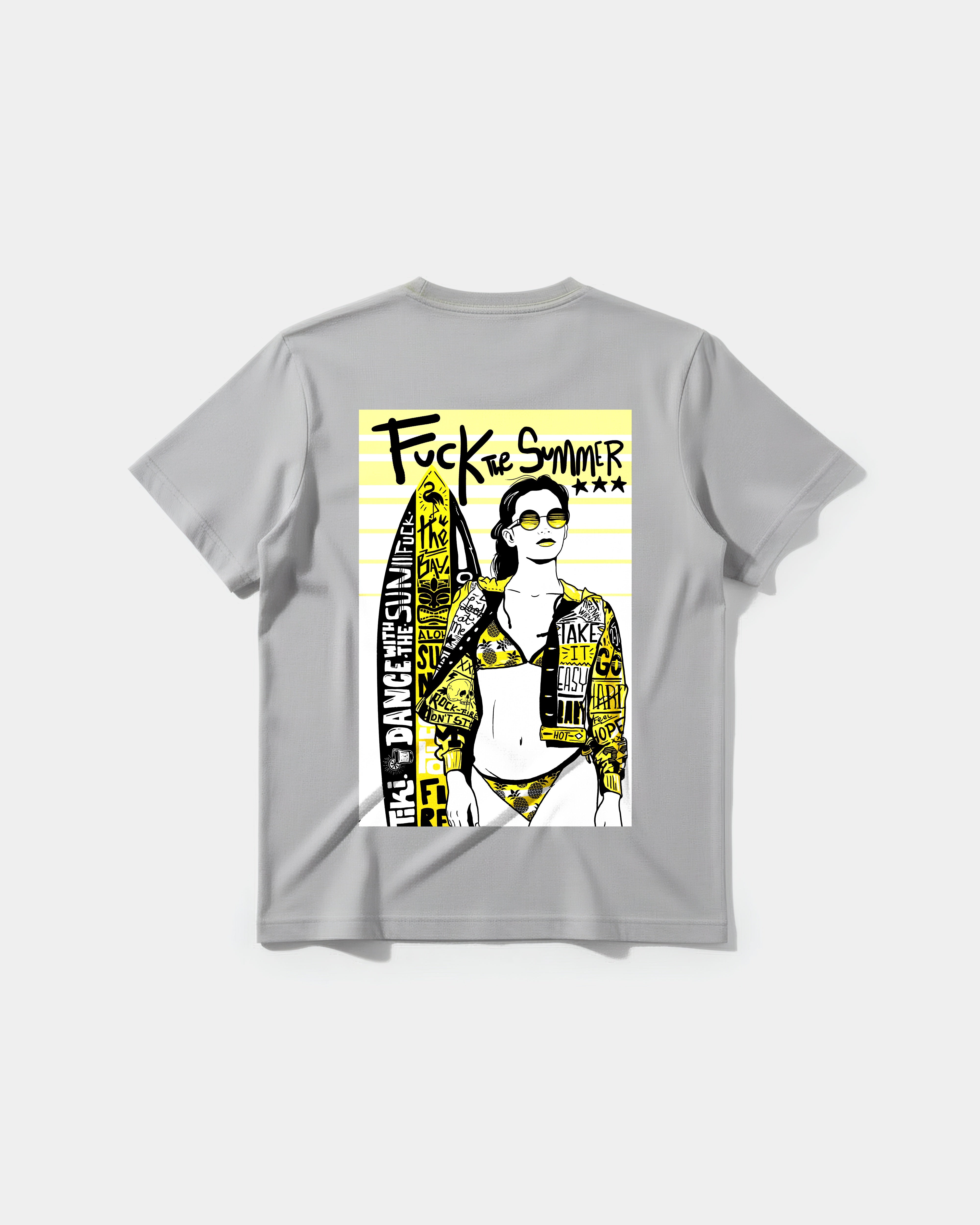 Camiseta Fuck The Summer Big Back Regular Basic Gris