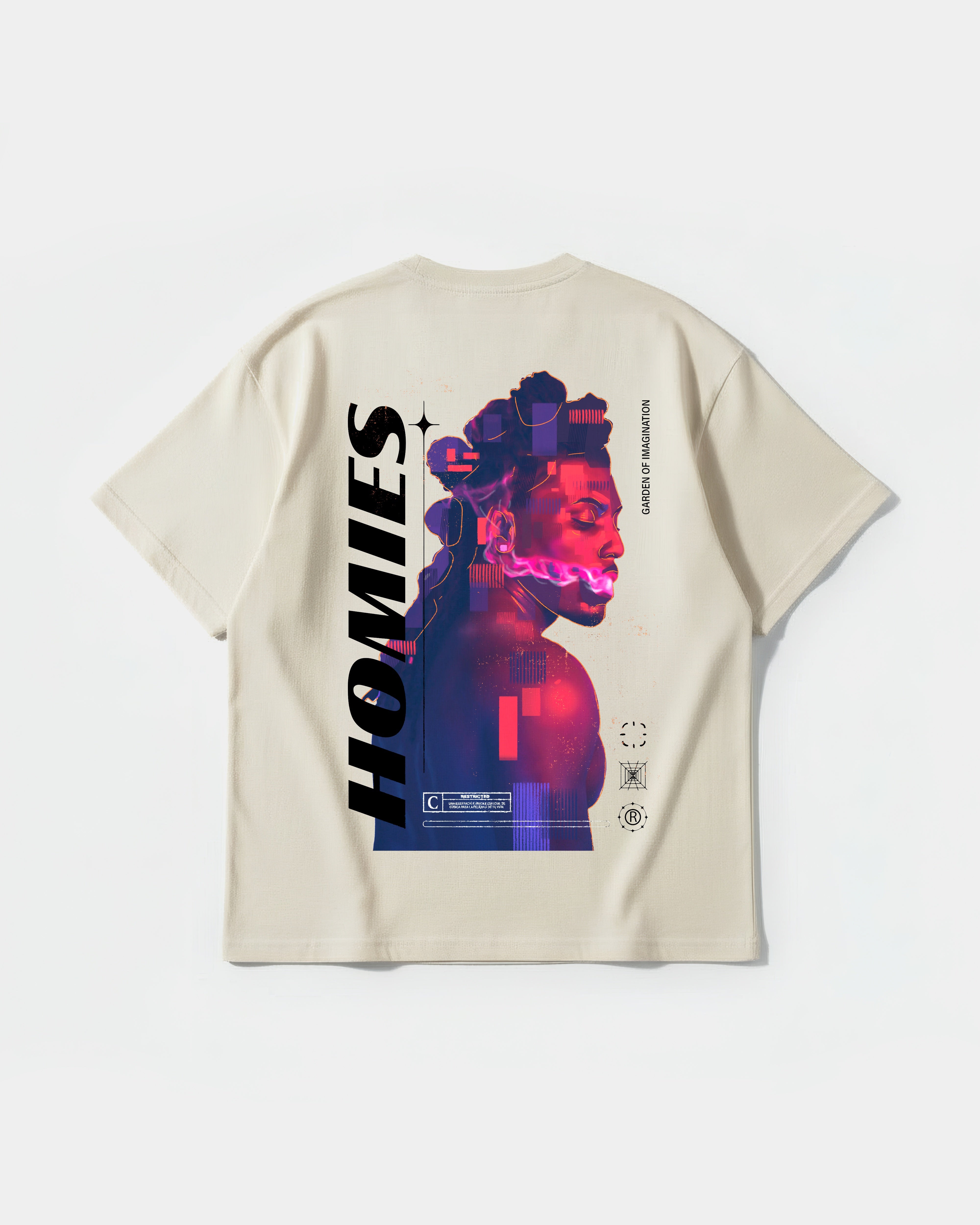 Camiseta Homies White Big Back Oversize Basic Beige
