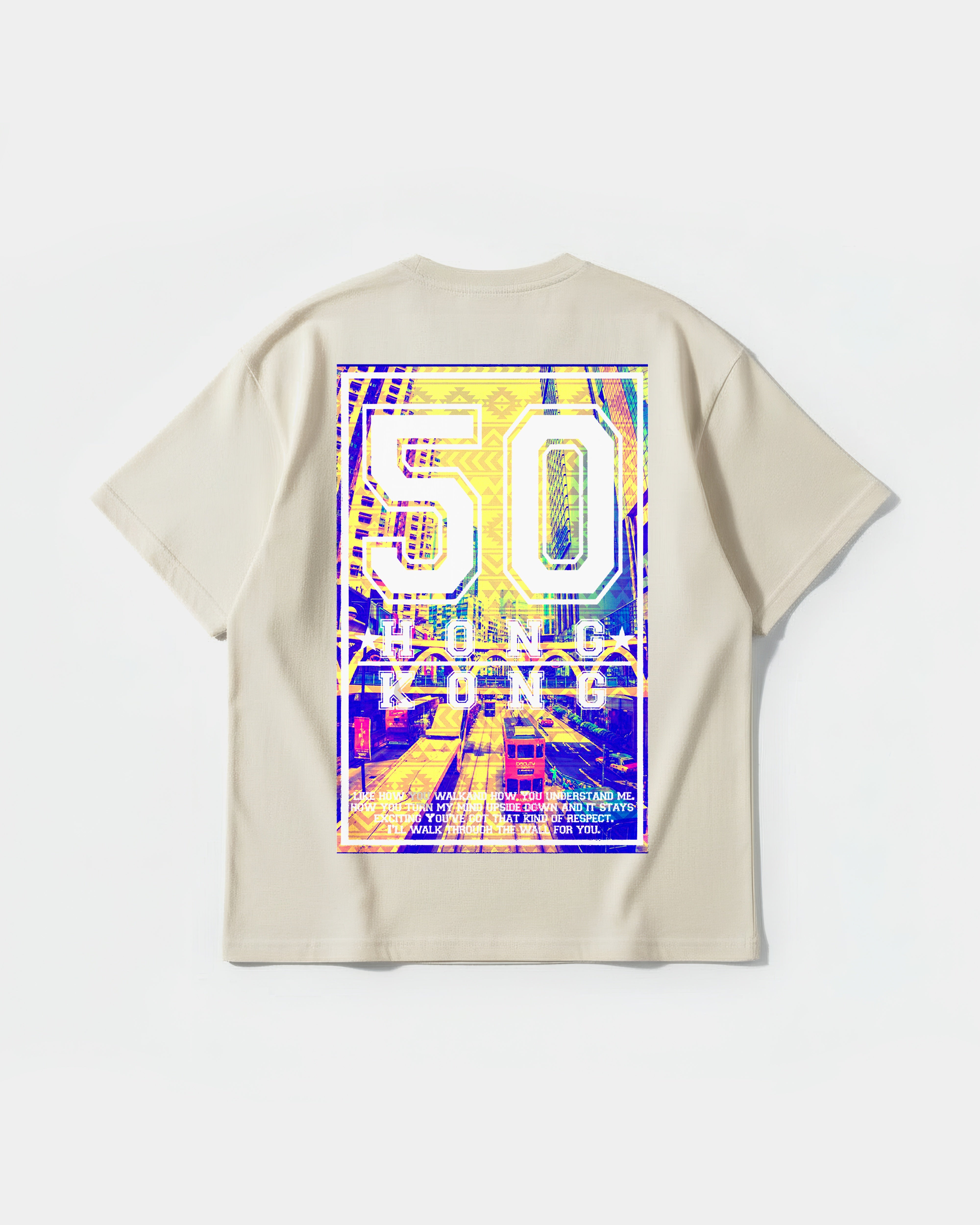 Camiseta Hong Kong Big Back Oversize Basic Beige