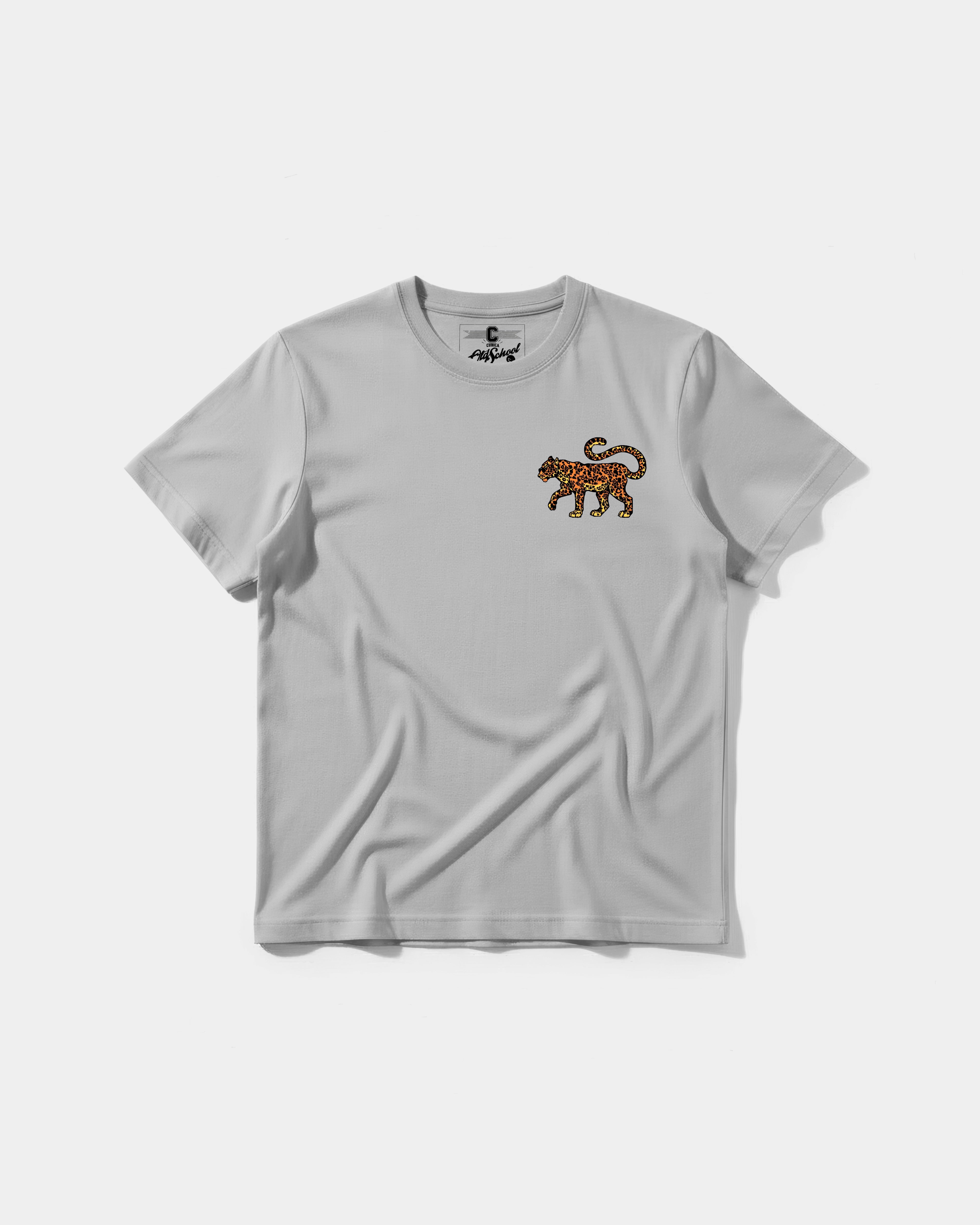 Camiseta Leopardo Pocket Front Regular Basic Gris