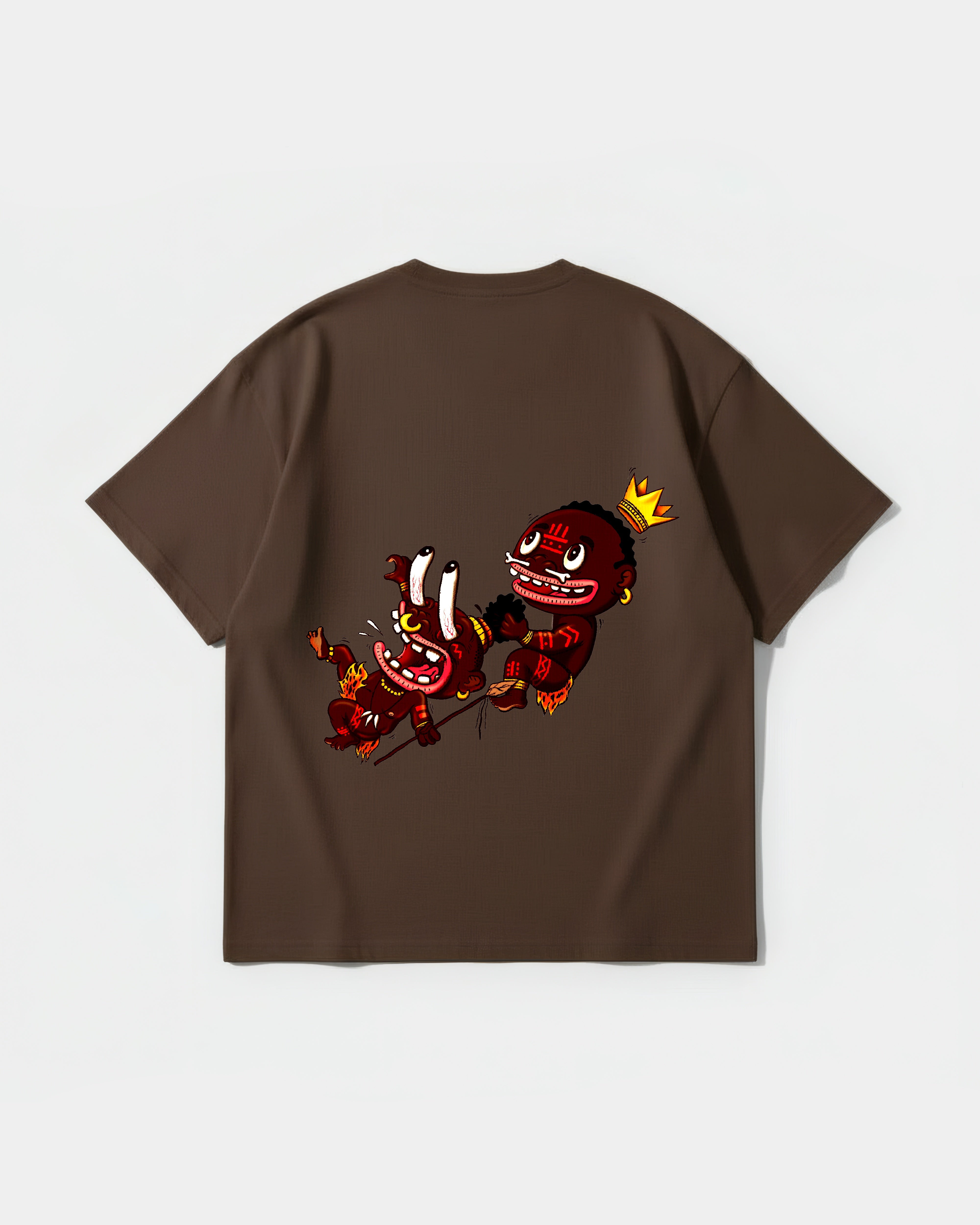 Camiseta Ungaunga Lengua Pocket Front Oversize Basic Marron