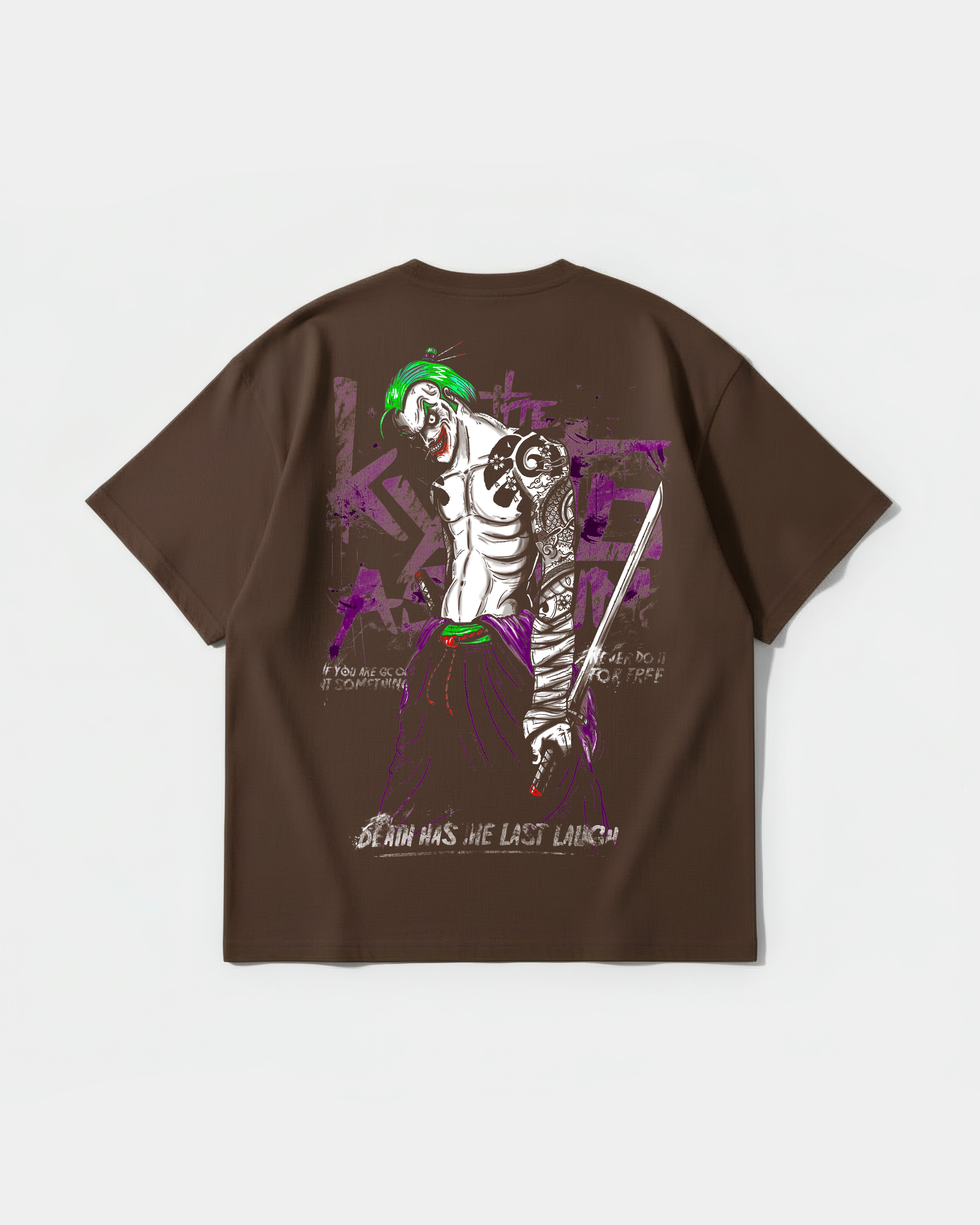Camiseta Joker Yakuza White Big Back Oversize Basic Marron