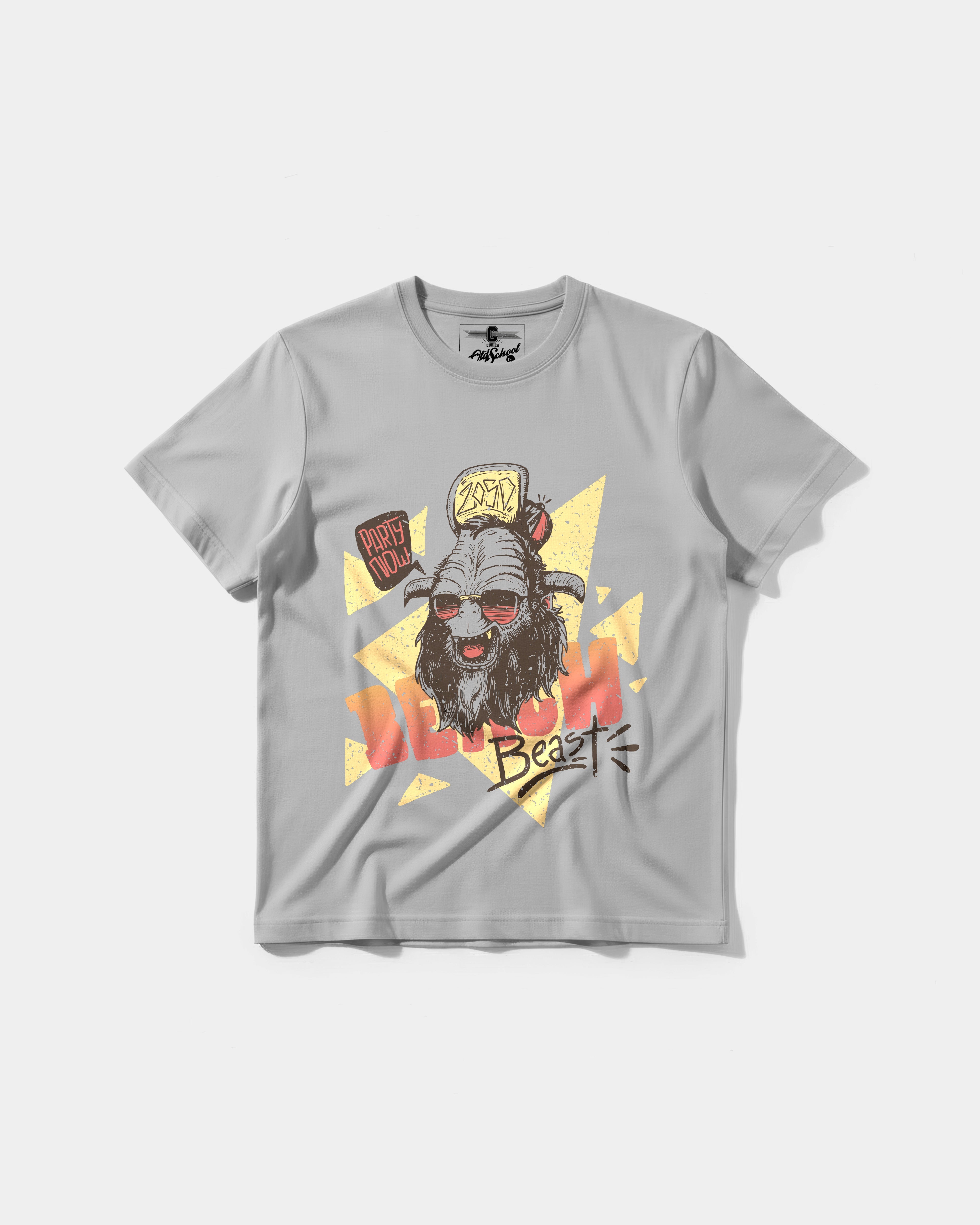 Camiseta Party Now Big Front Regular Basic Gris