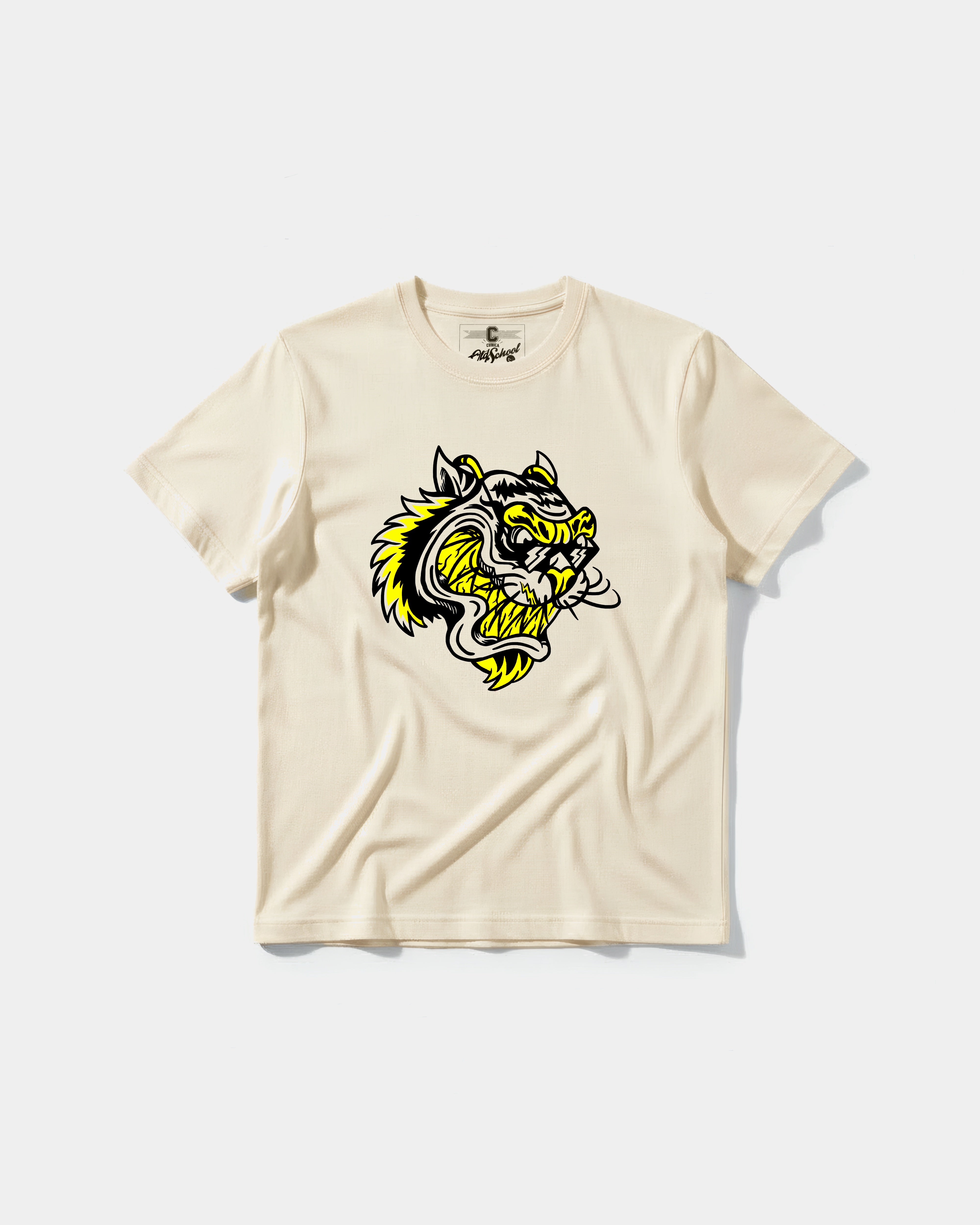 Camiseta Rockstar Tiger Big Front Regular Basic Beige