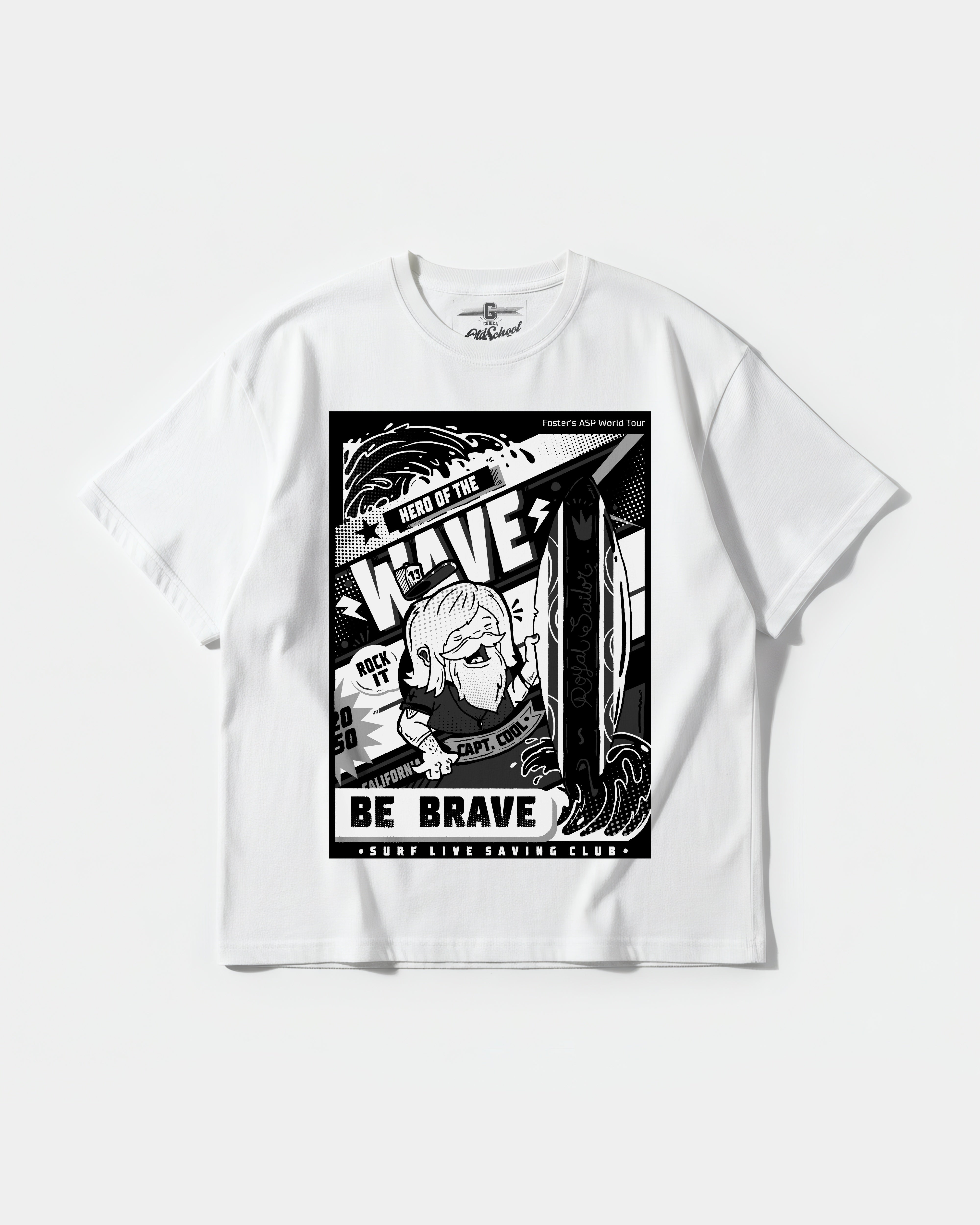 Camiseta Hero Of The Wave Big Front Oversize Basic Blanco