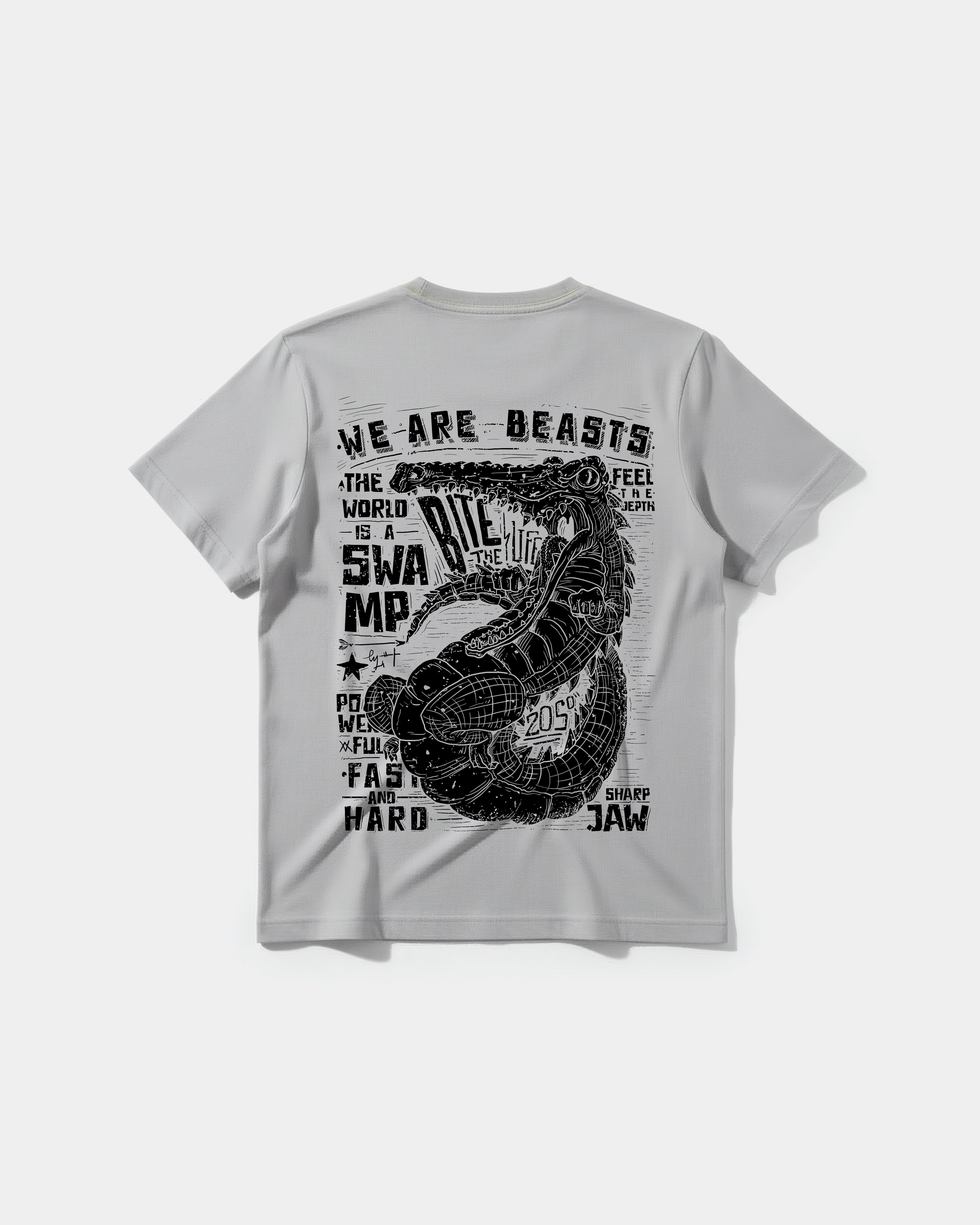 Camiseta We Are Beasts White Big Back Regular Basic Gris