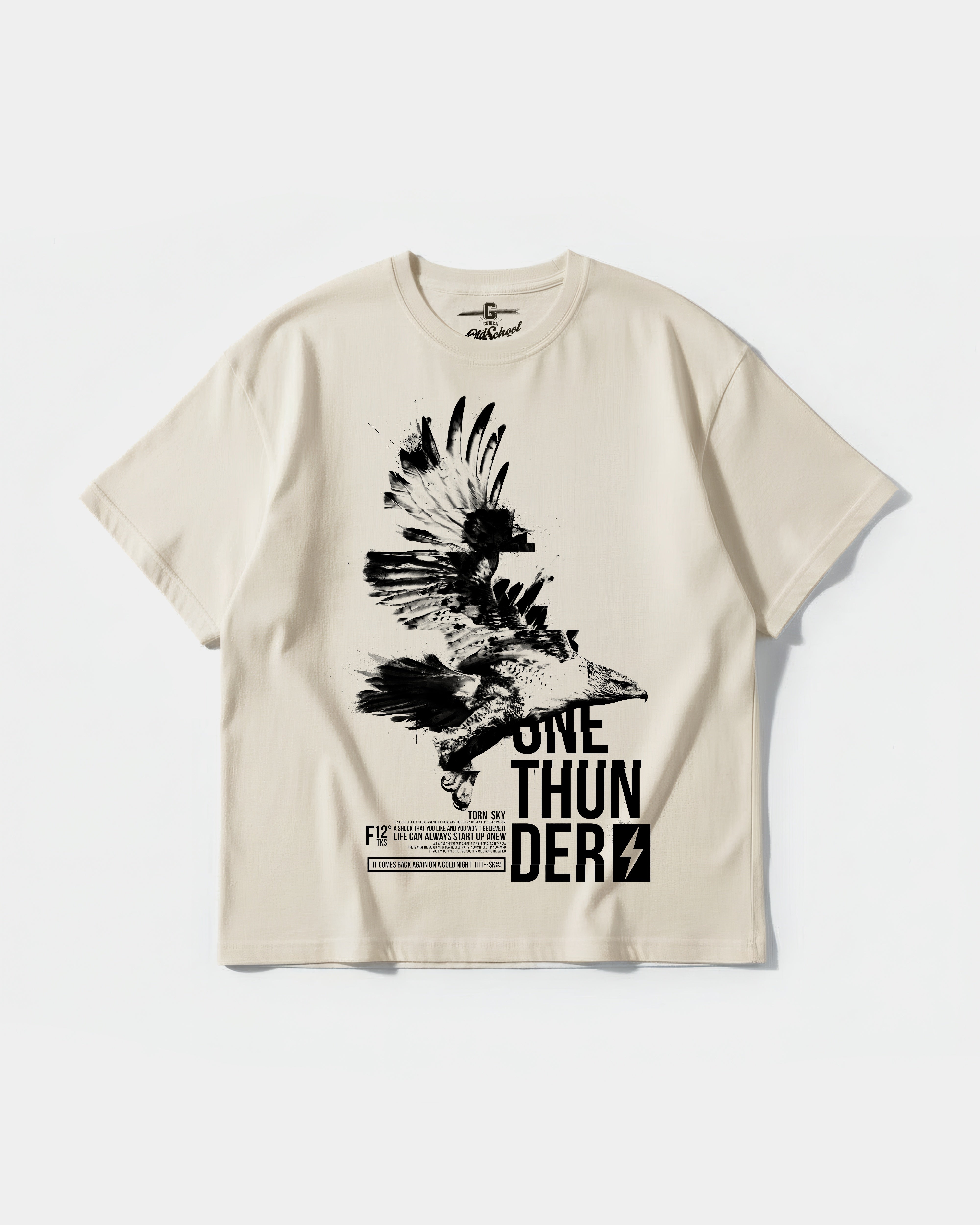 Camiseta One Thunder Big Front Oversize Basic Beige