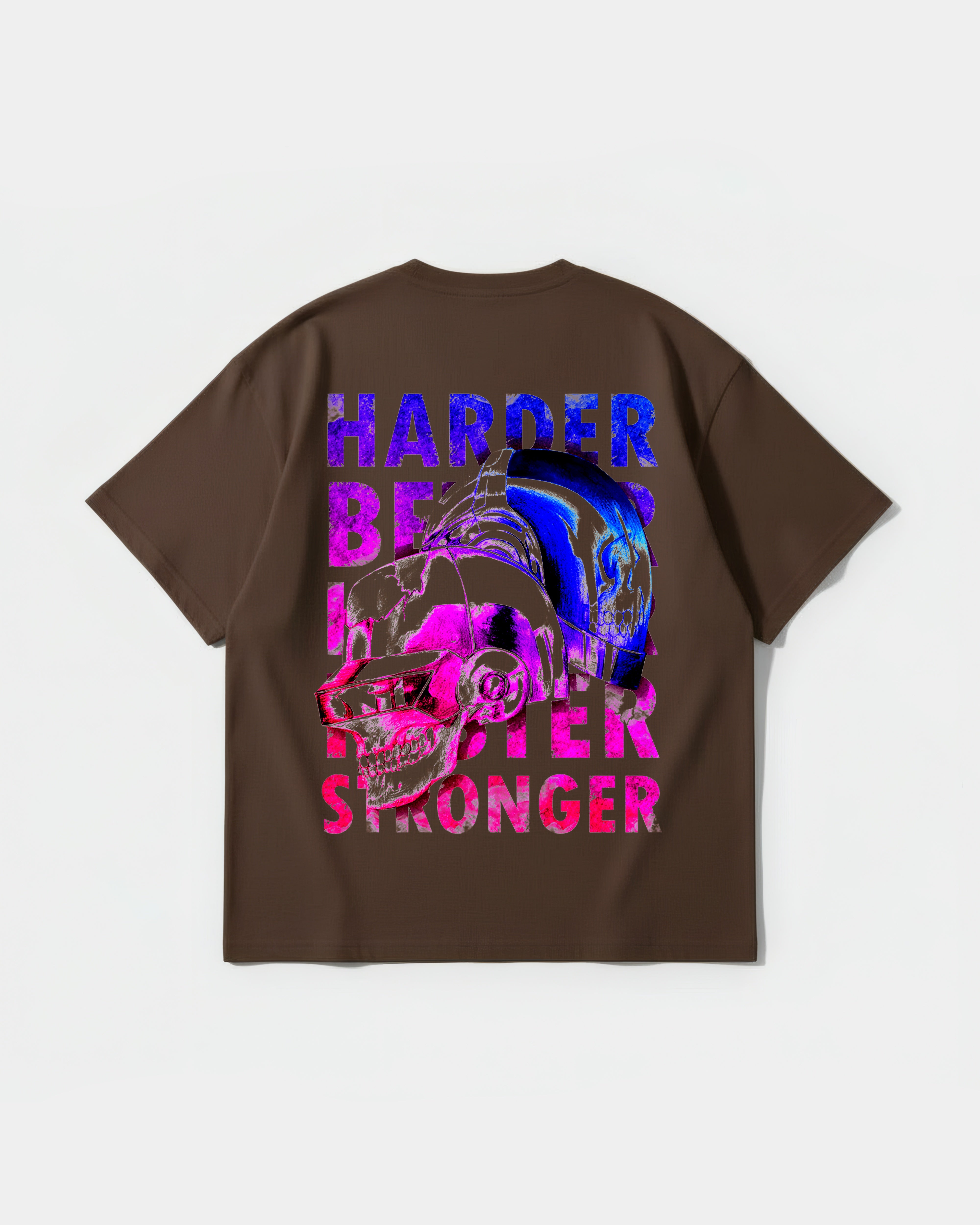 Camiseta Craneos Daft Punk Back Oversize Basic Marron