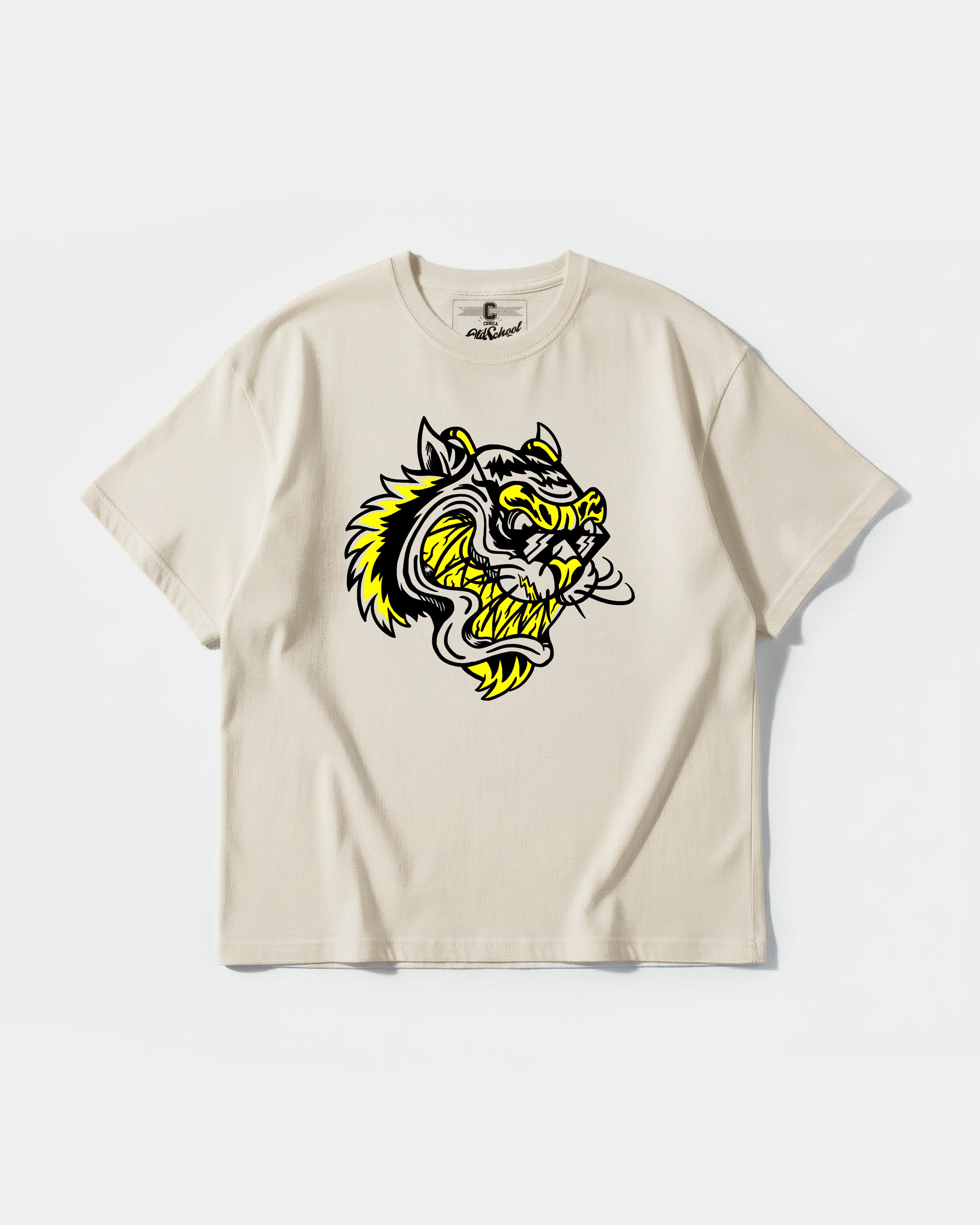 Camiseta Rockstar Tiger Big Front Oversize Basic Beige