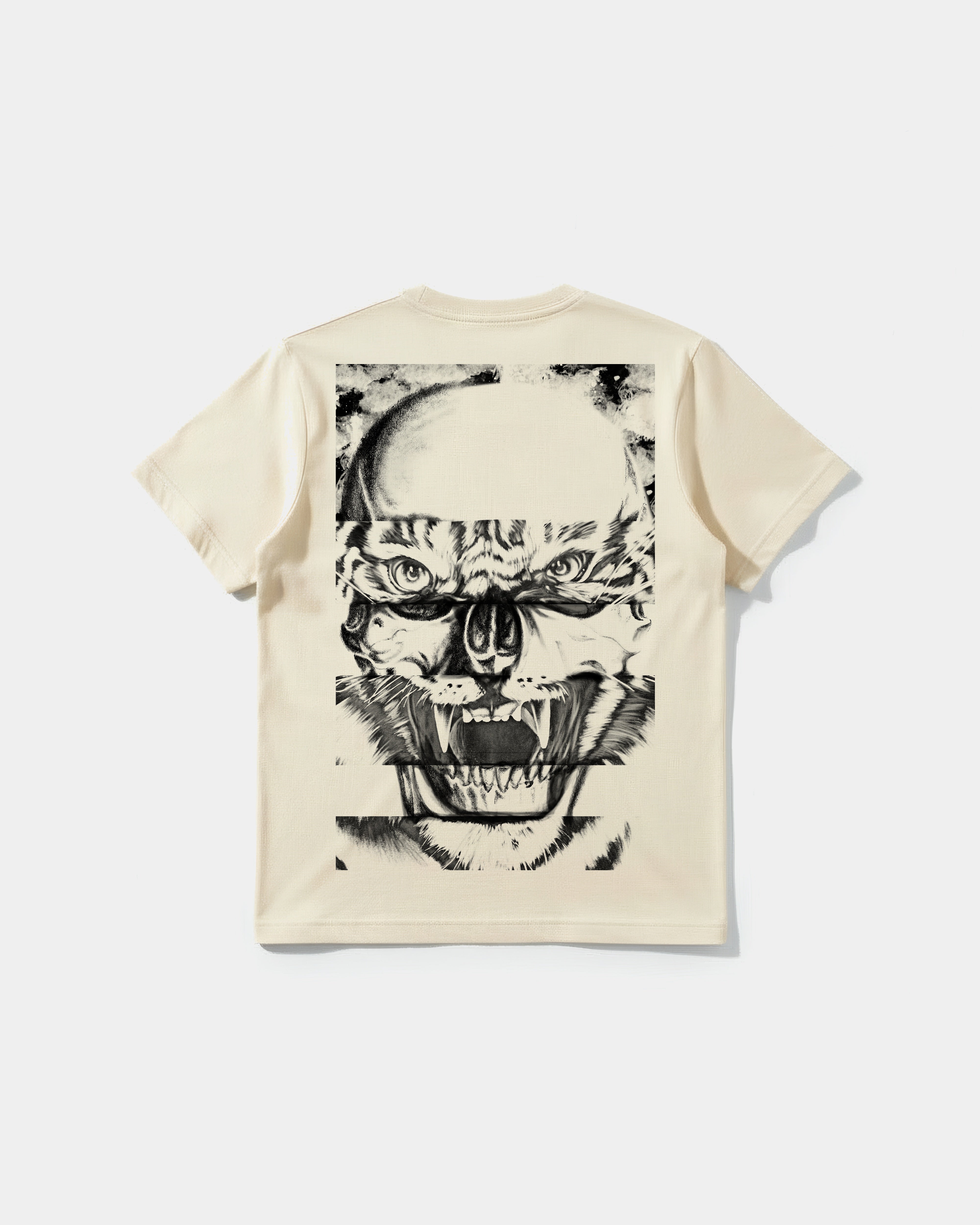 Camiseta Skull Tiger Pocket Front Regular Basic Beige