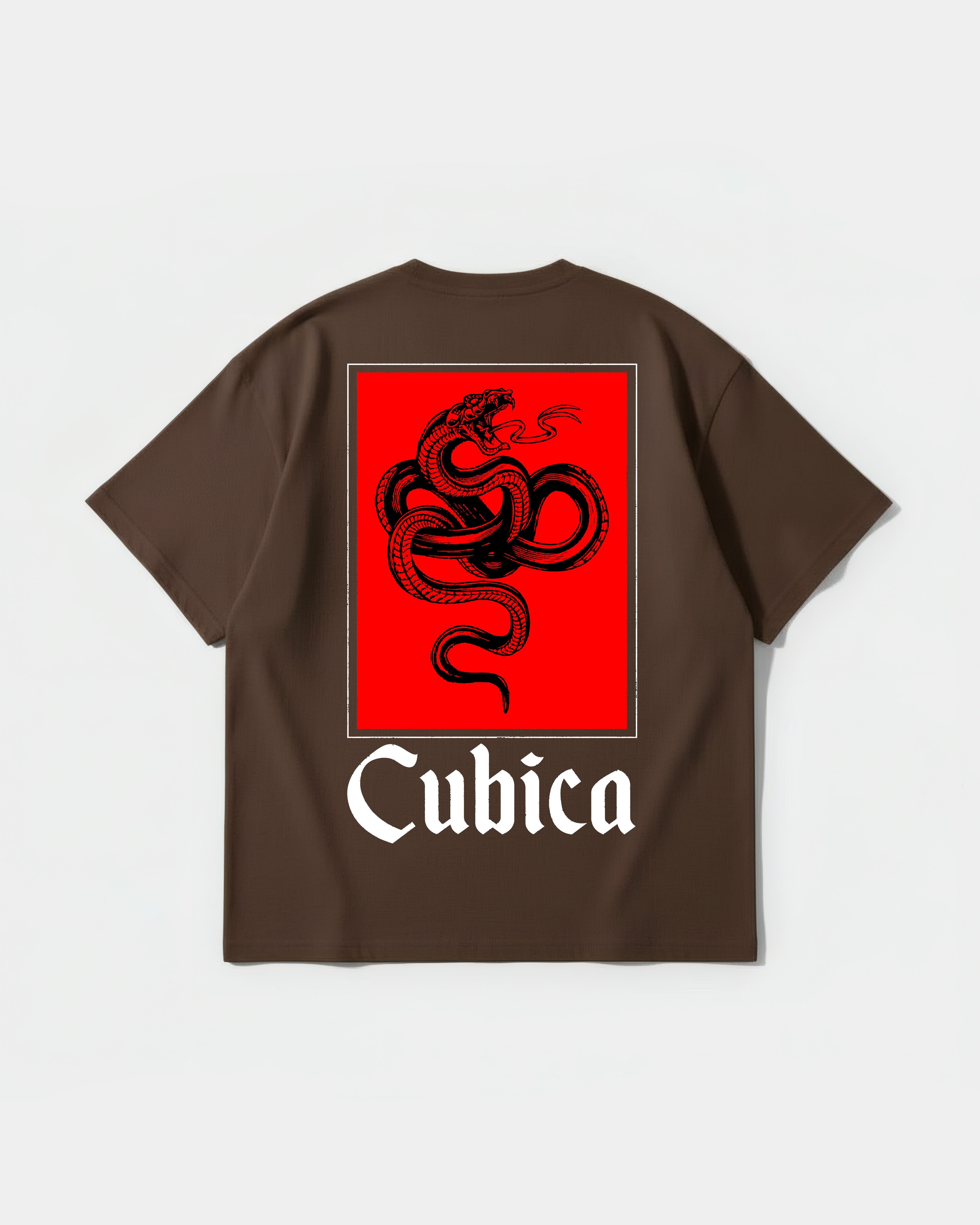 Camiseta Cubica Snake White Pocket Front Oversize Basic Marron