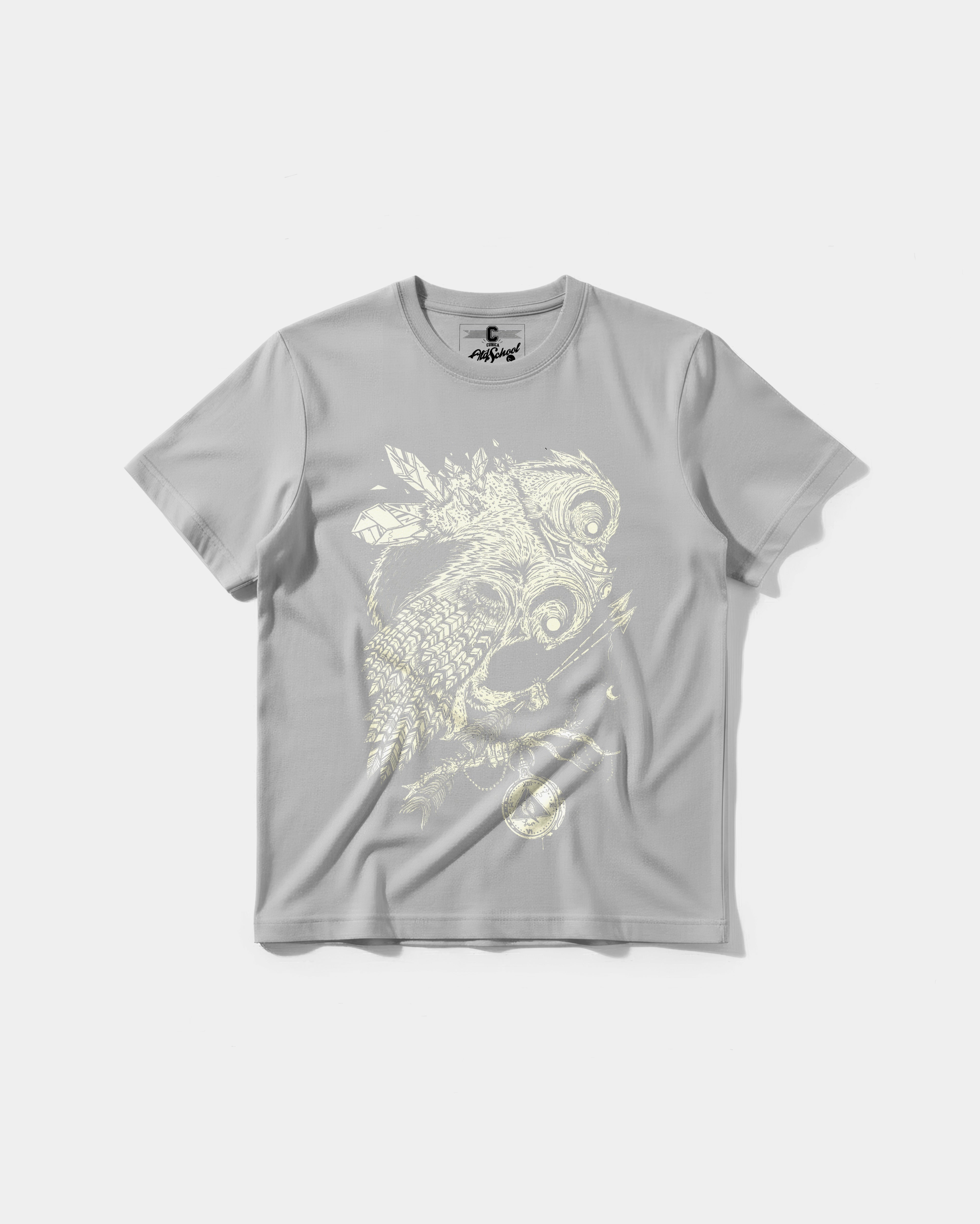 Camiseta Magic Owl Big Front Regular Basic Gris