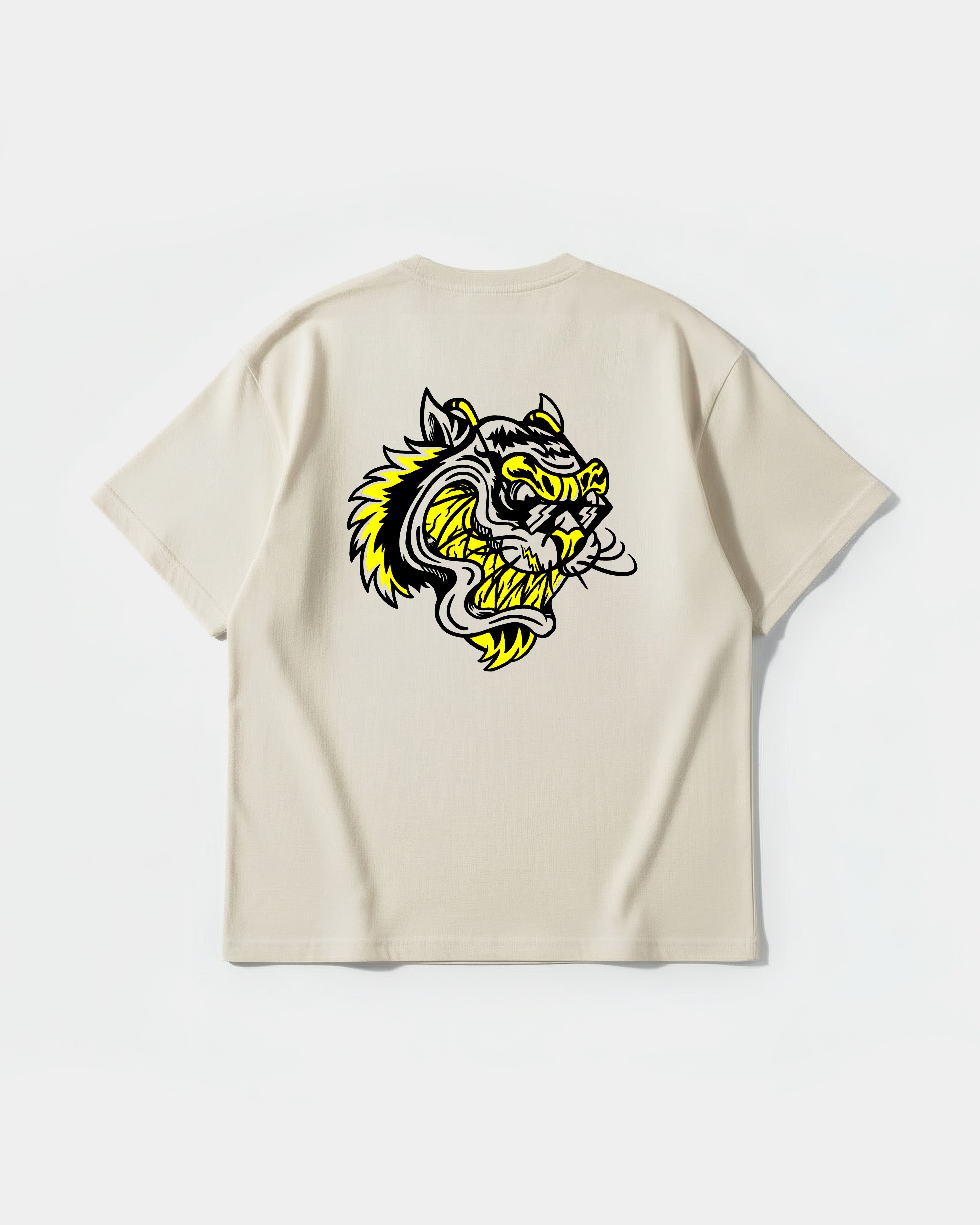Camiseta Rockstar Tiger Big Back Oversize Basic Beige