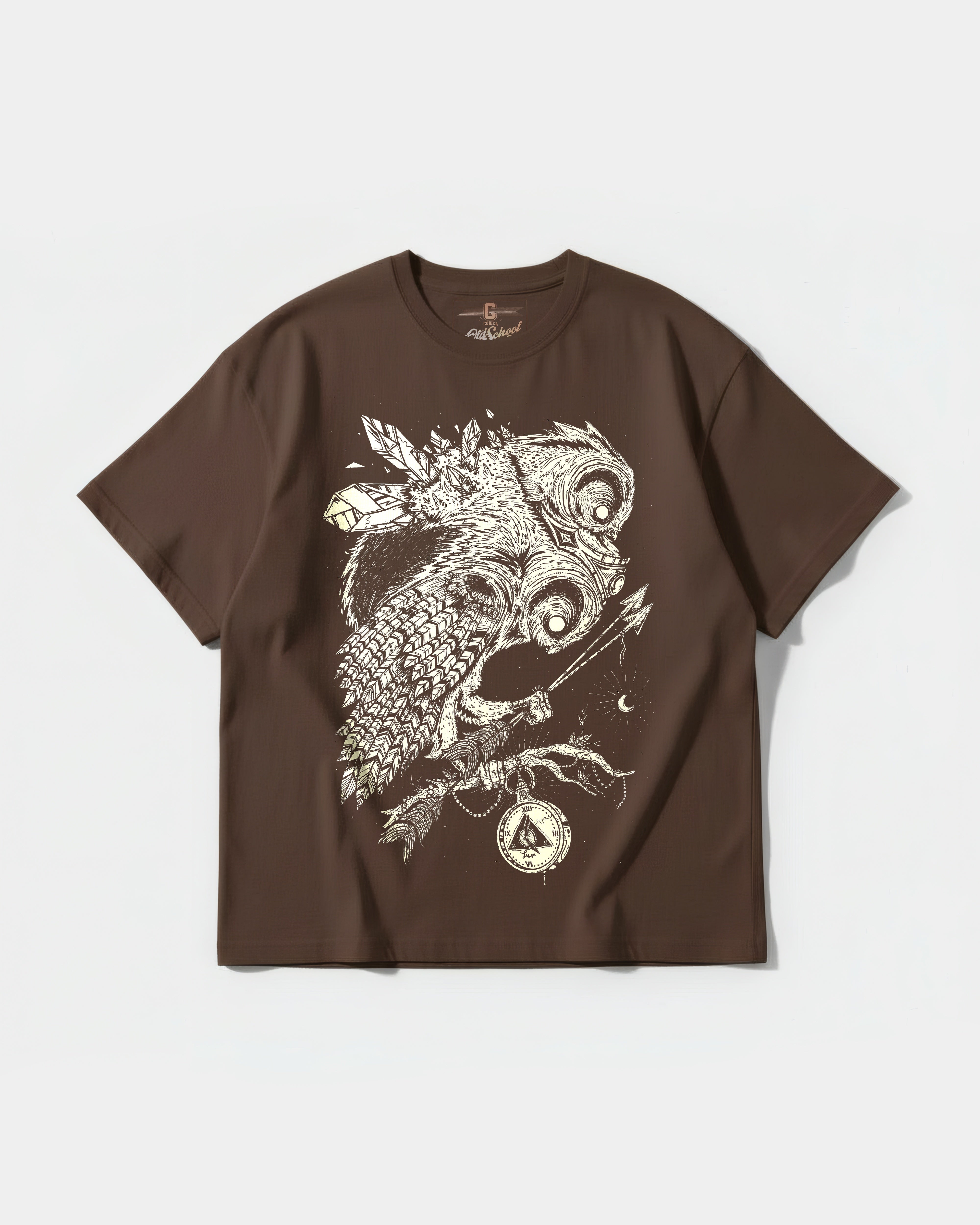 Camiseta Magic Owl Big Front Oversize Basic Marron