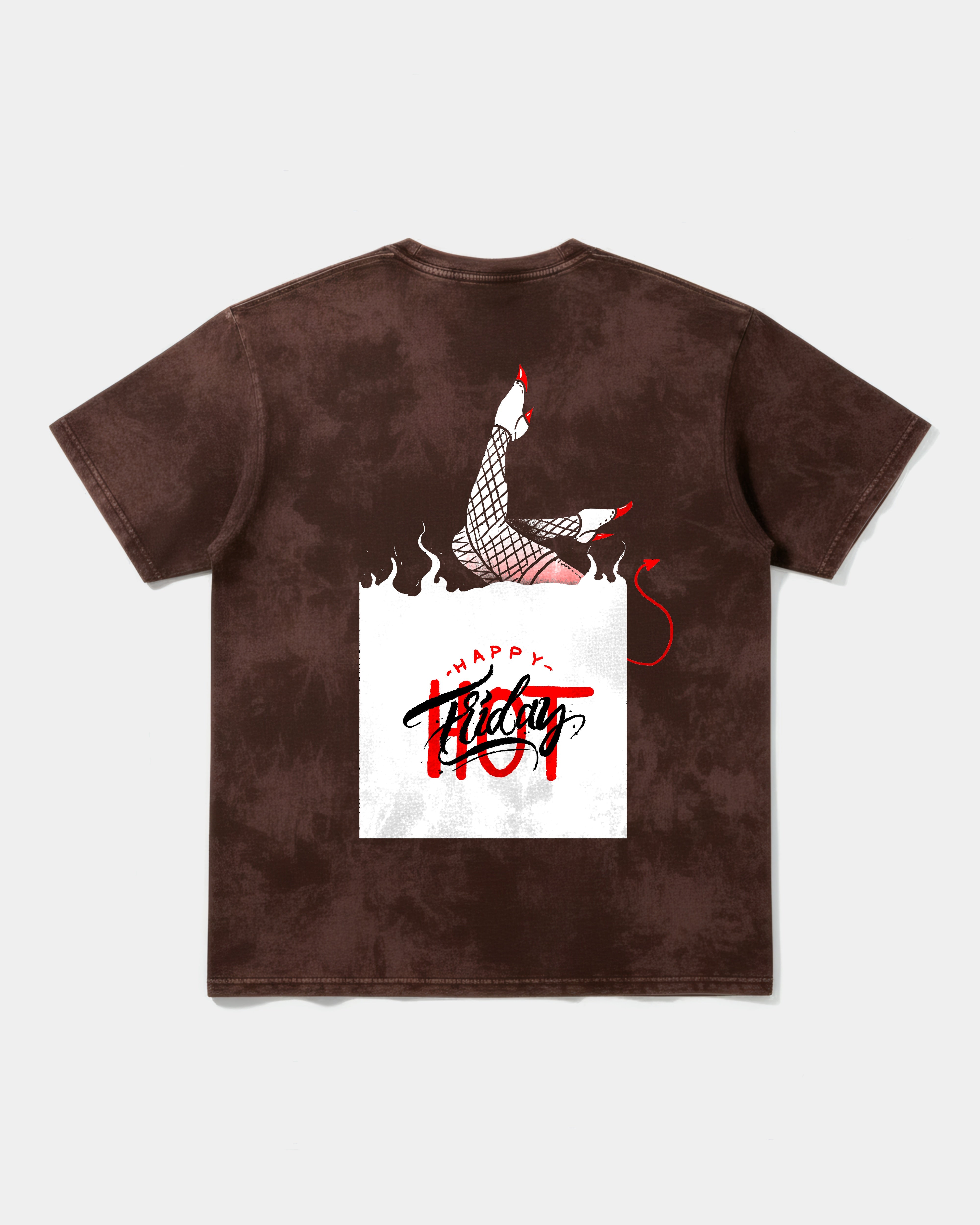 Camiseta Hot Friday White Big Back Oversize Acid Marron