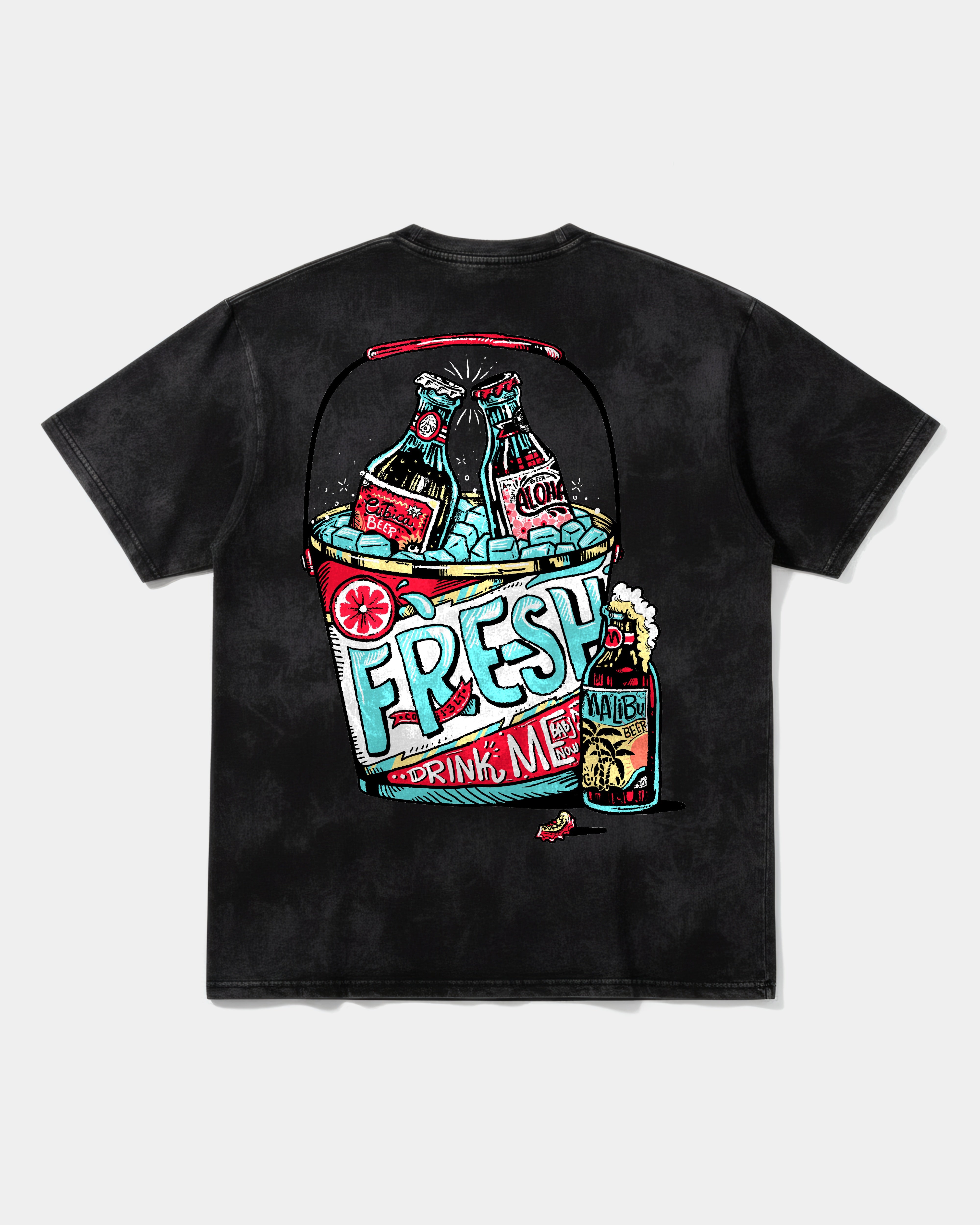 Camiseta Fresh Drink Big Back Oversize Acid Negro