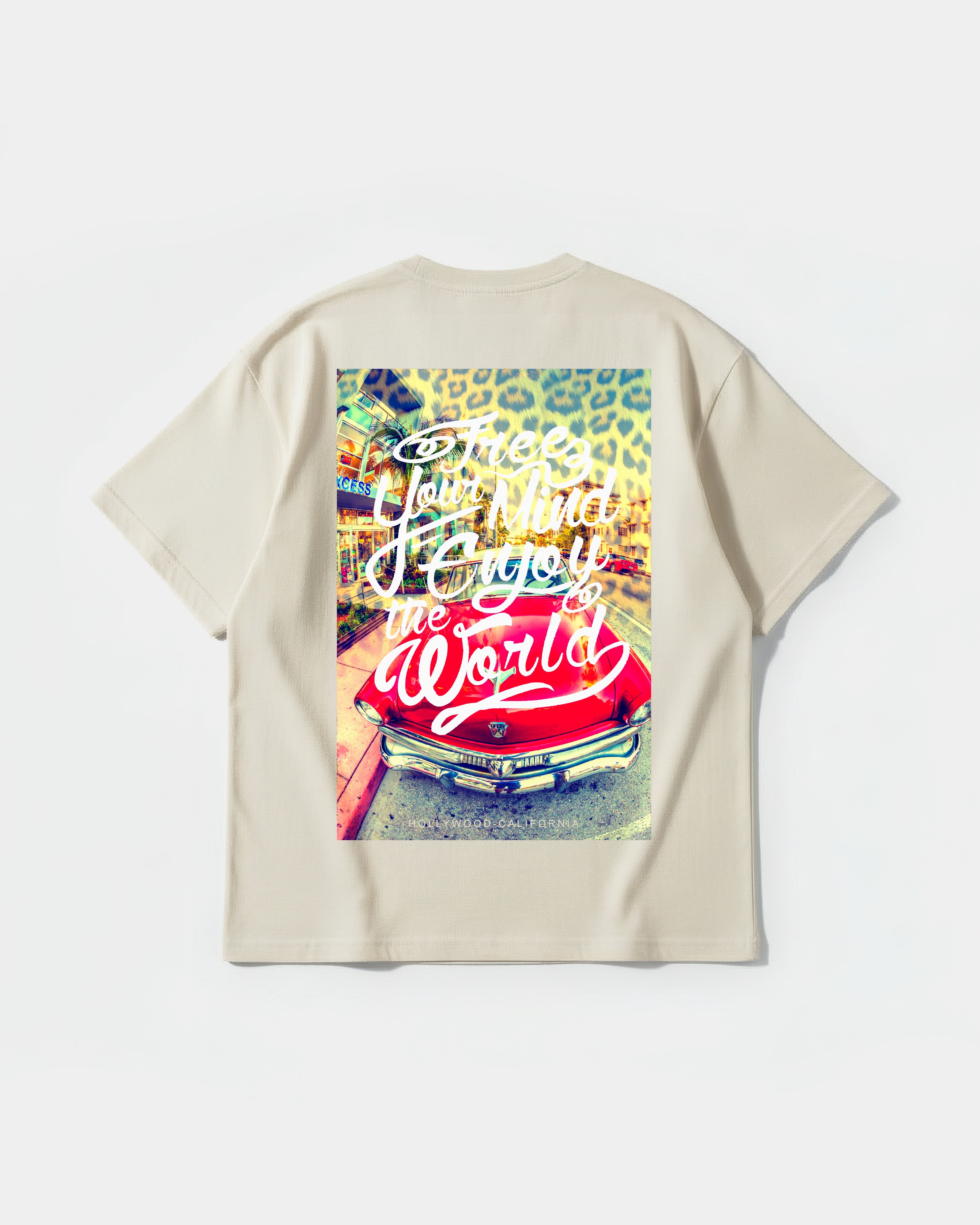Camiseta Enjoy The World Big Back Oversize Basic Beige