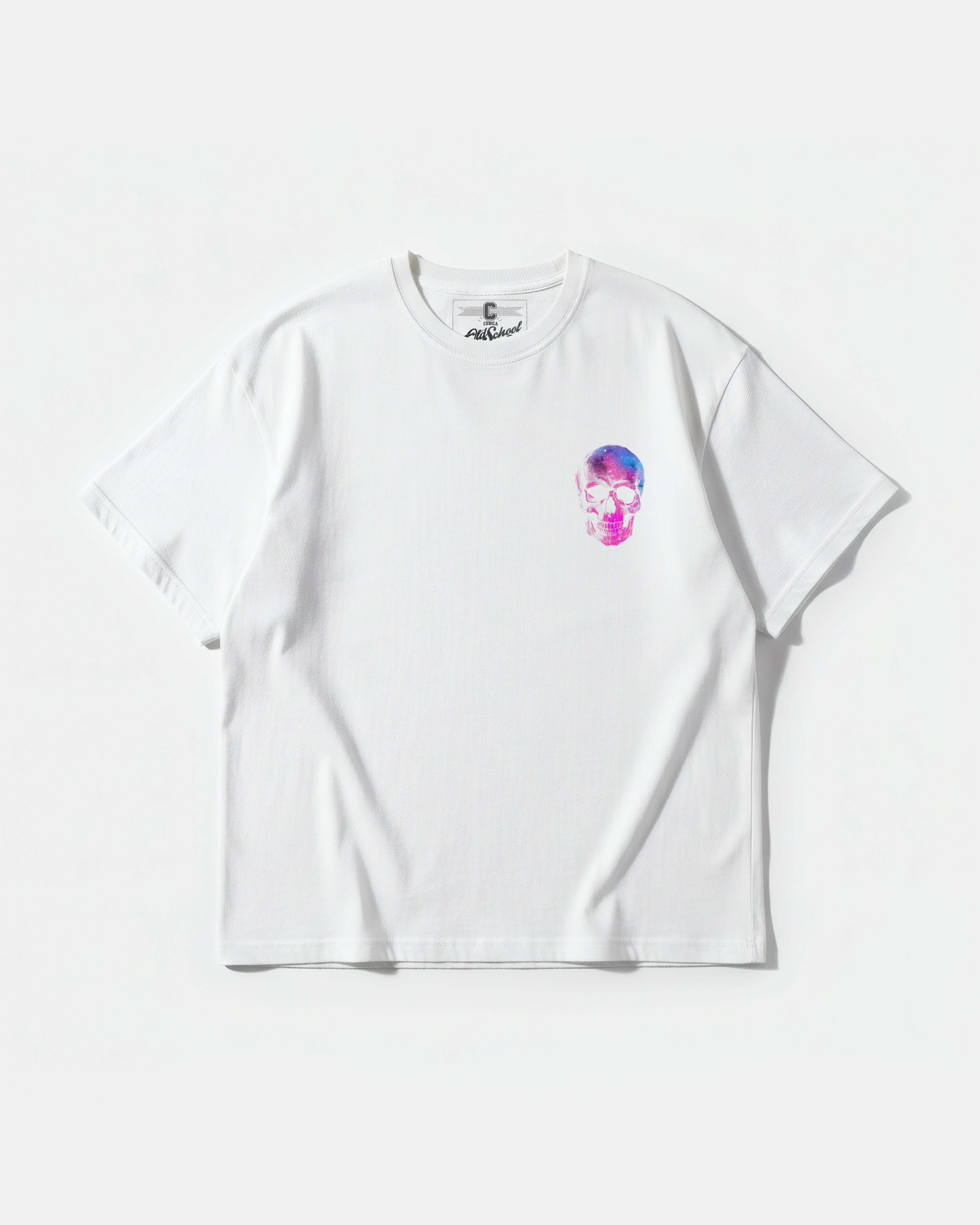 Camiseta Space Skull Pocket Front Oversize Basic Blanco