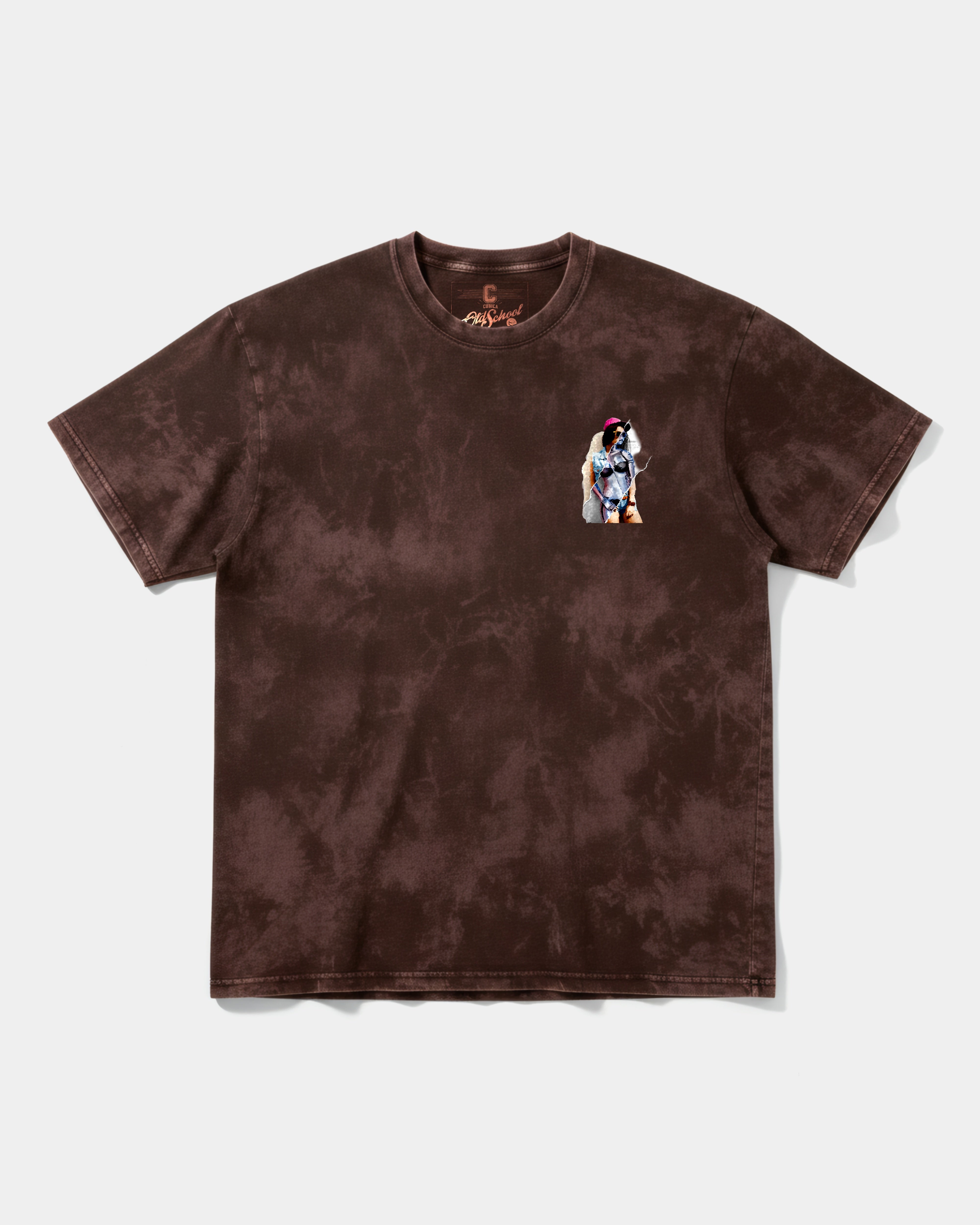Camiseta Robot Girl Pocket Front Oversize Acid Marron