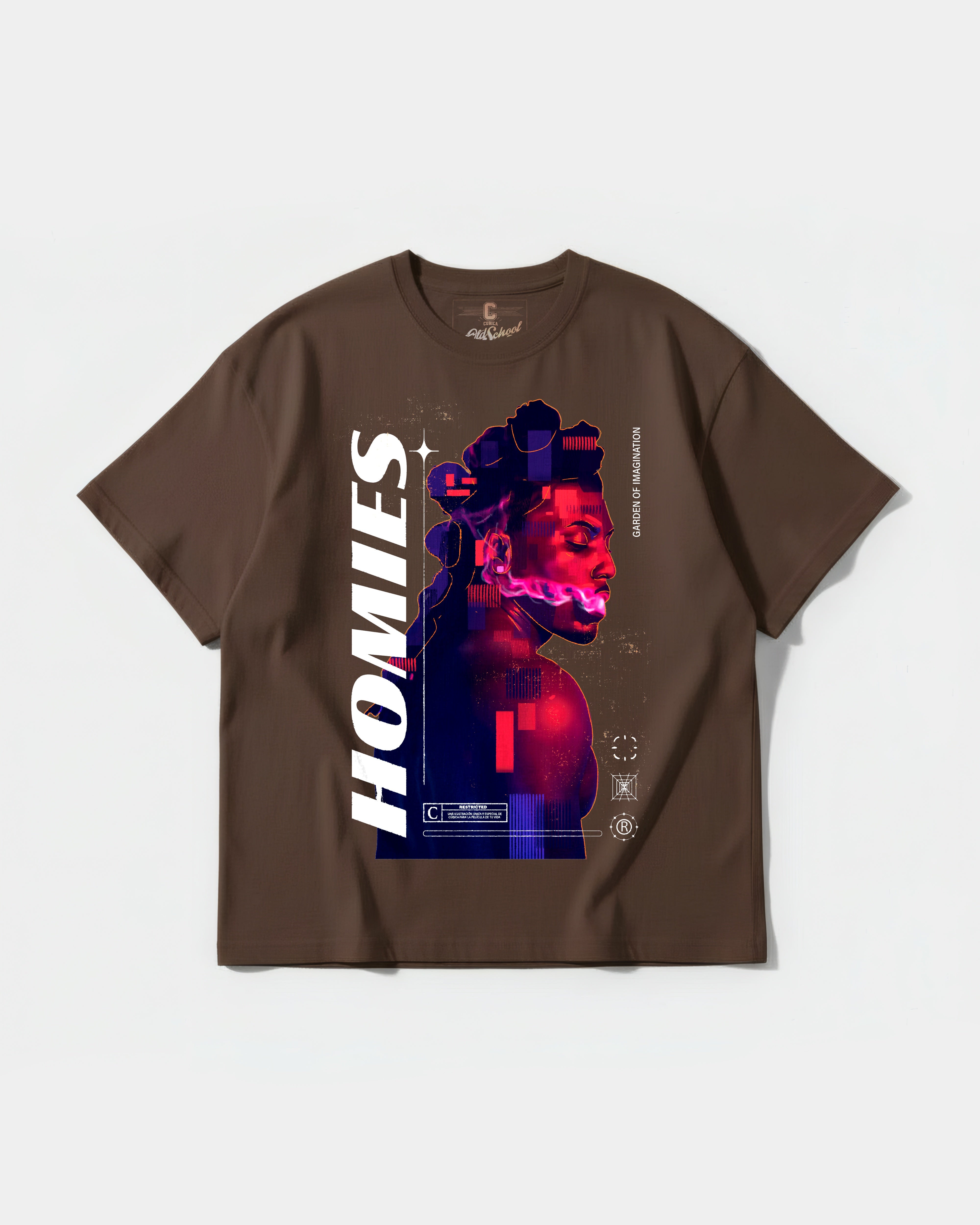 Camiseta Homies White Big Front Oversize Basic Marron