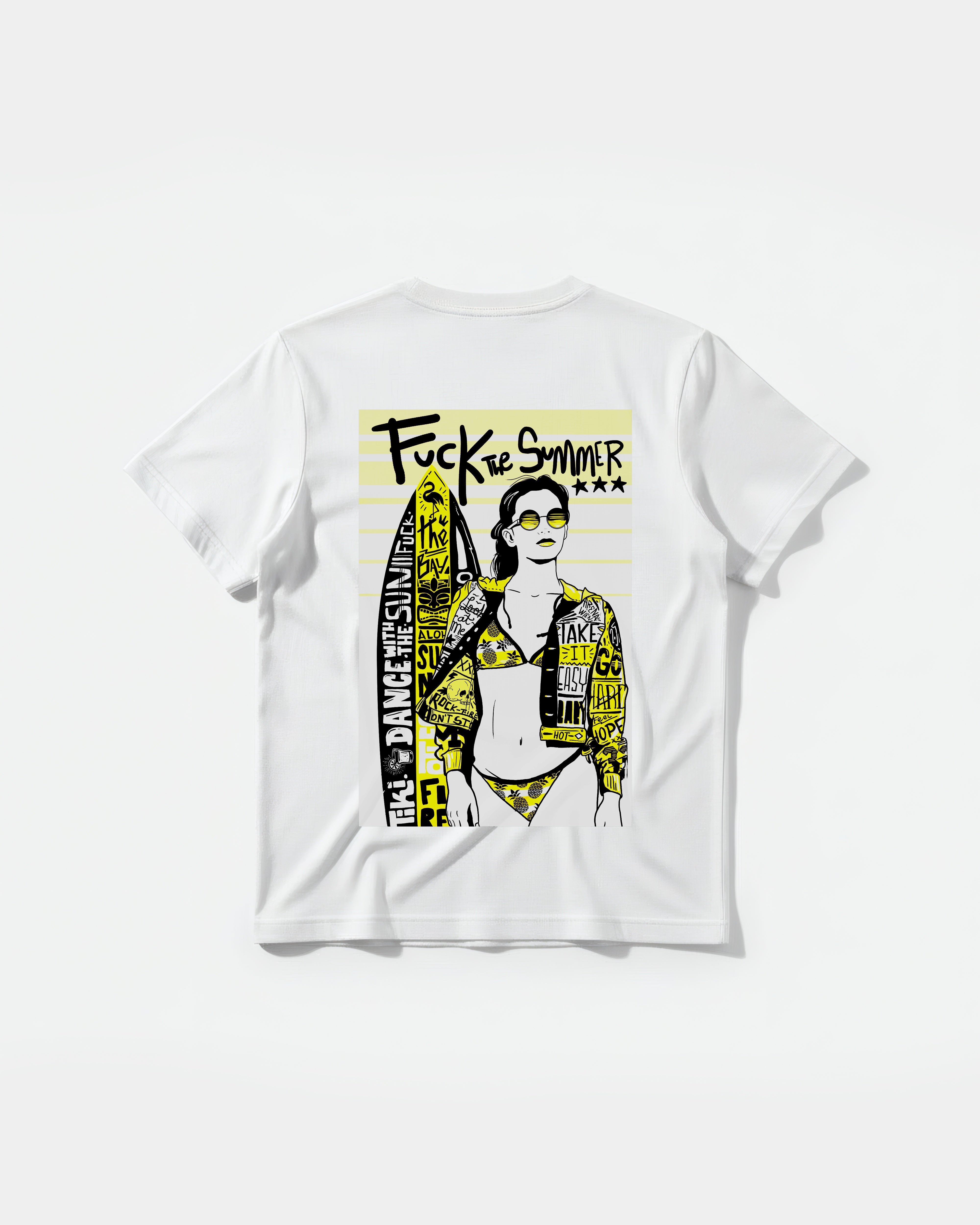 Camiseta Fuck The Summer Big Back Regular Basic Blanco