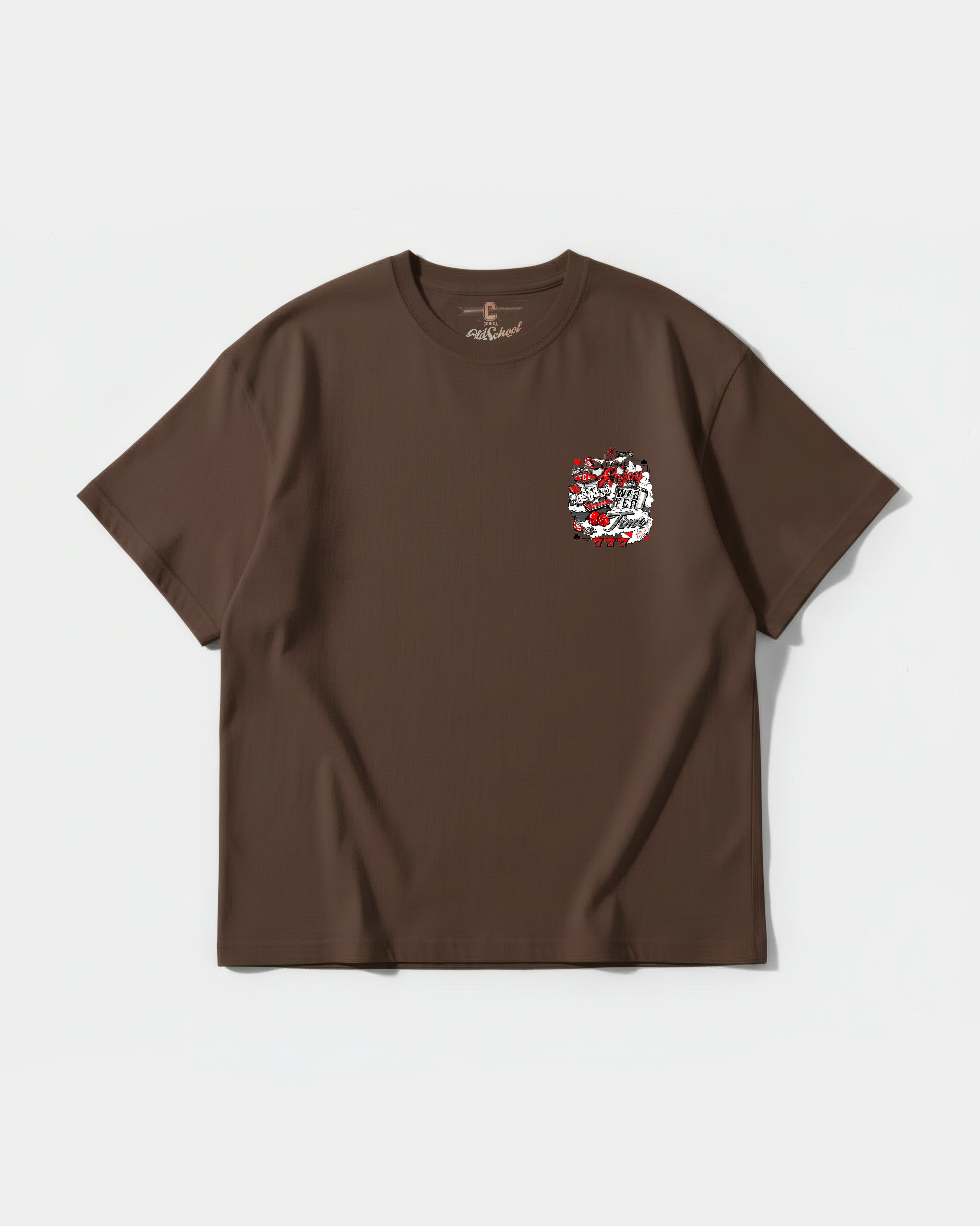 Camiseta Wasting Time 777 Big Front Oversize Basic Marron