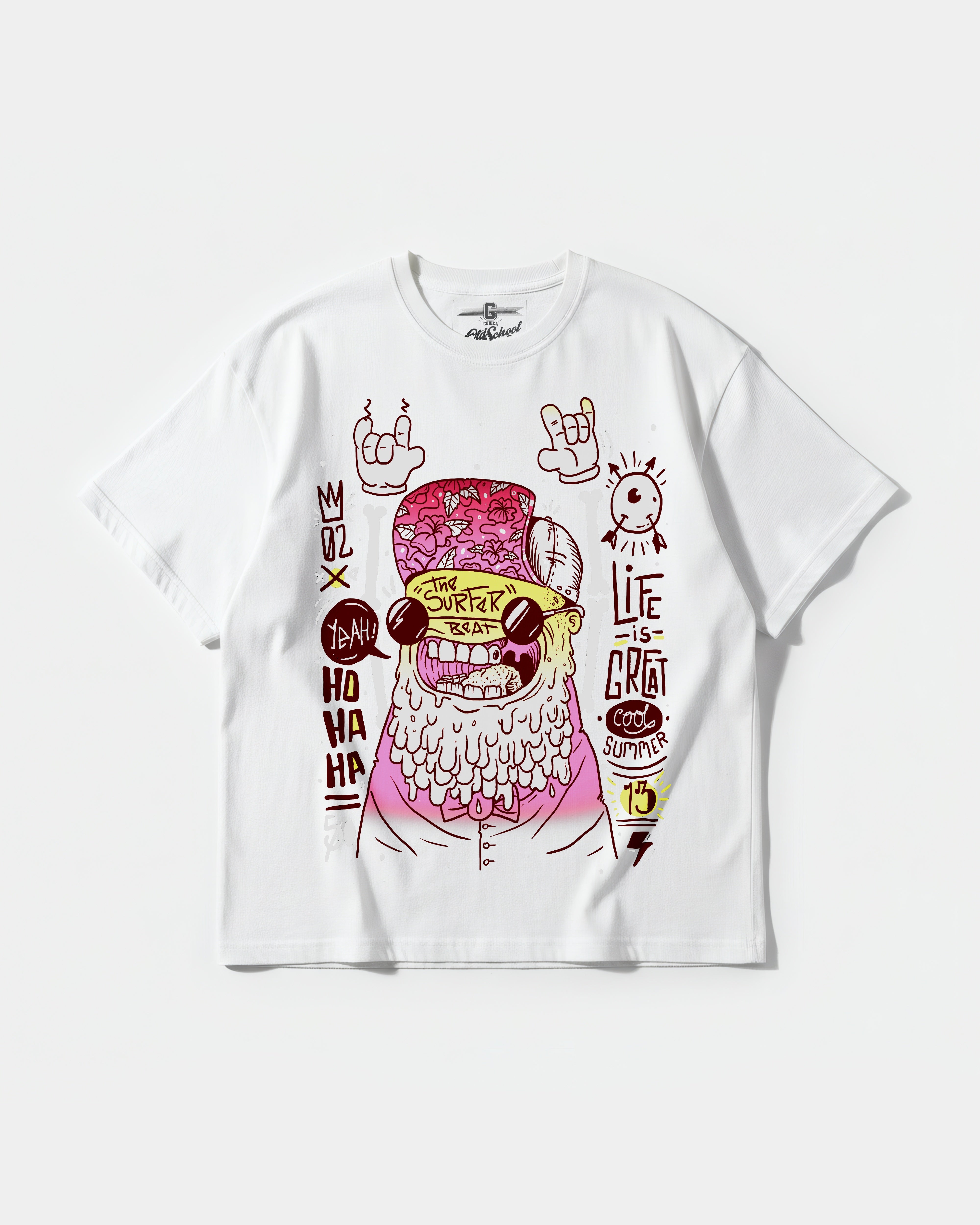 Camiseta The Surfer Beat Big Front Oversize Basic Blanco