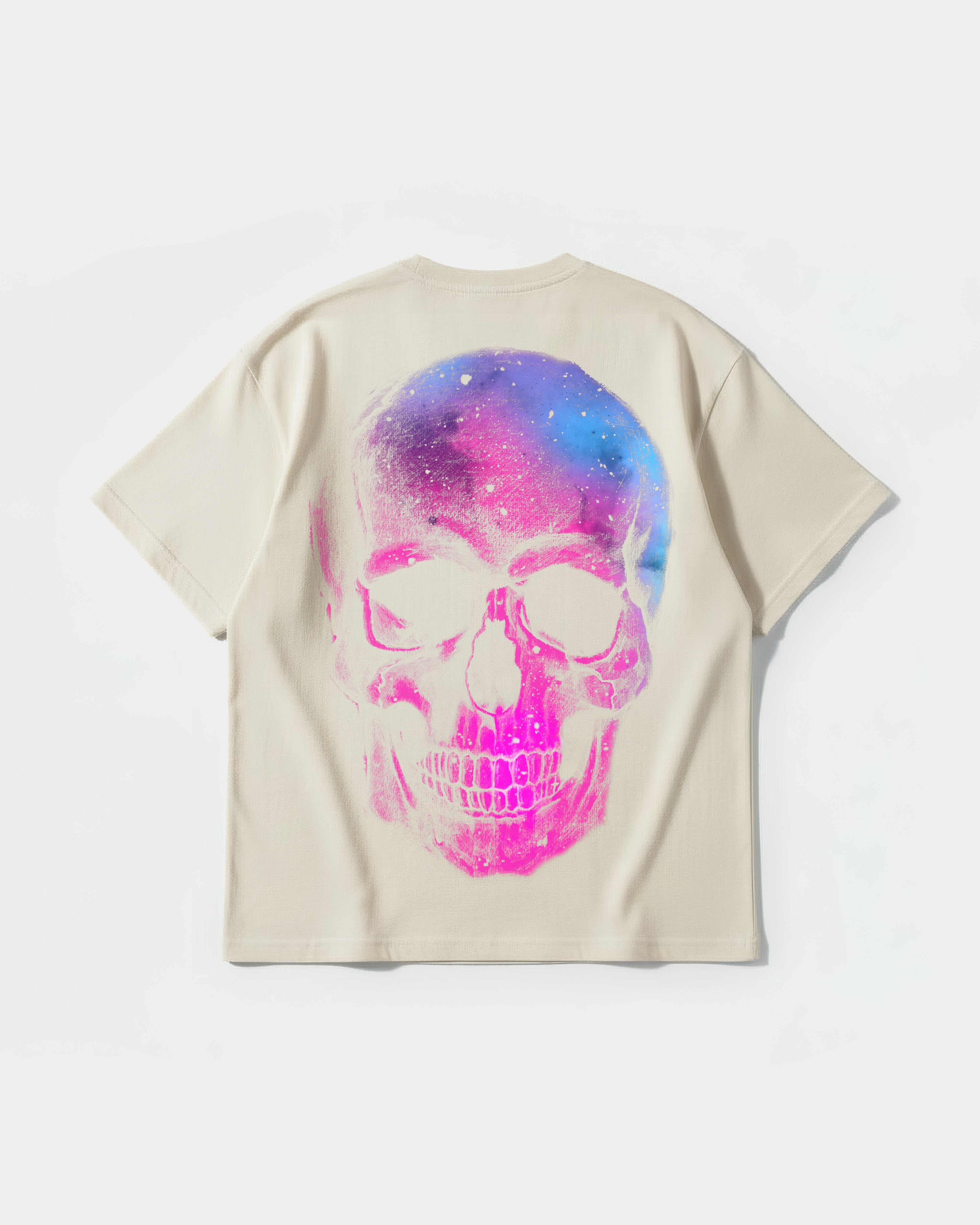 Camiseta Space Skull Big Back Oversize Basic Beige