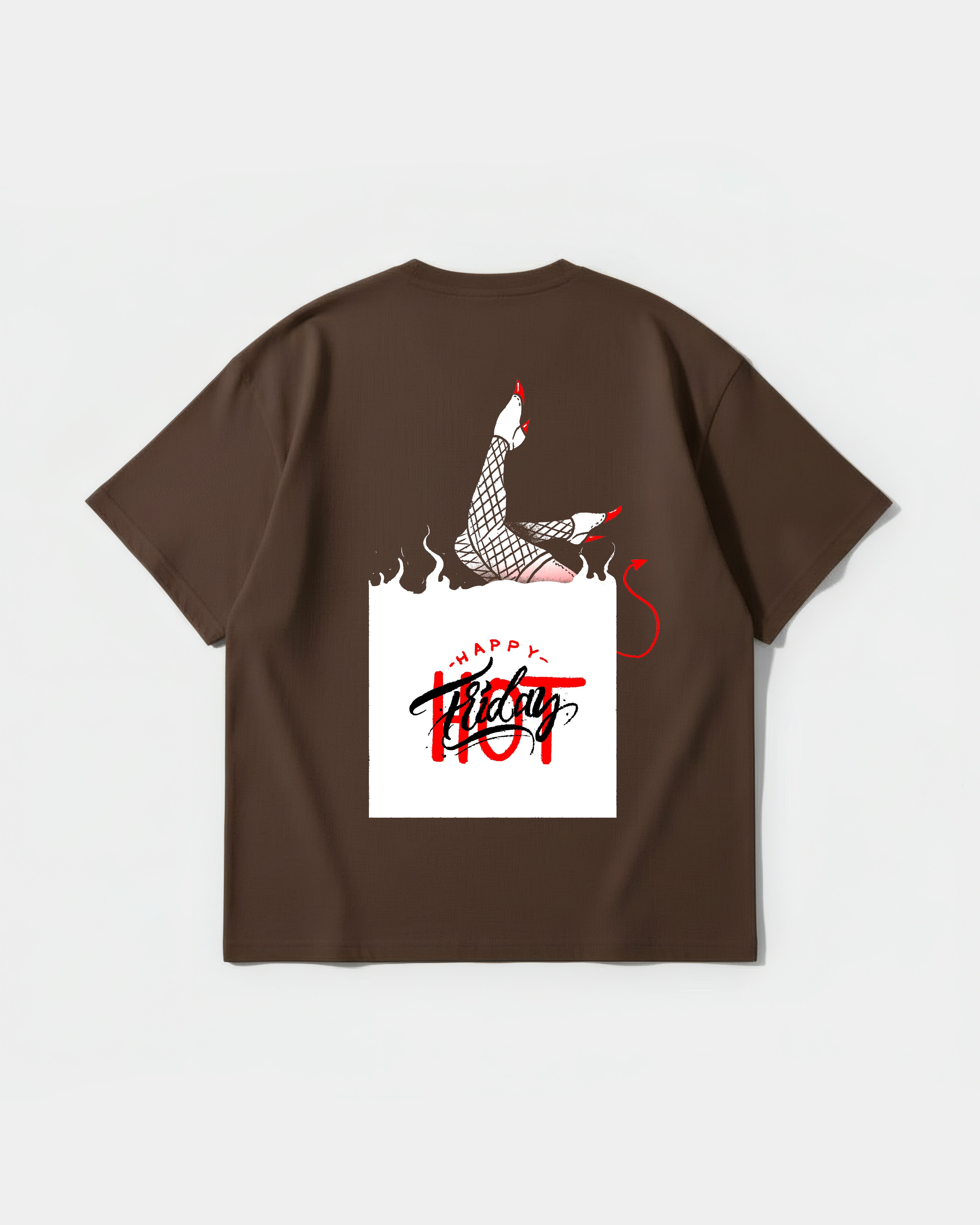Camiseta Hot Friday White Big Back Oversize Basic Marron