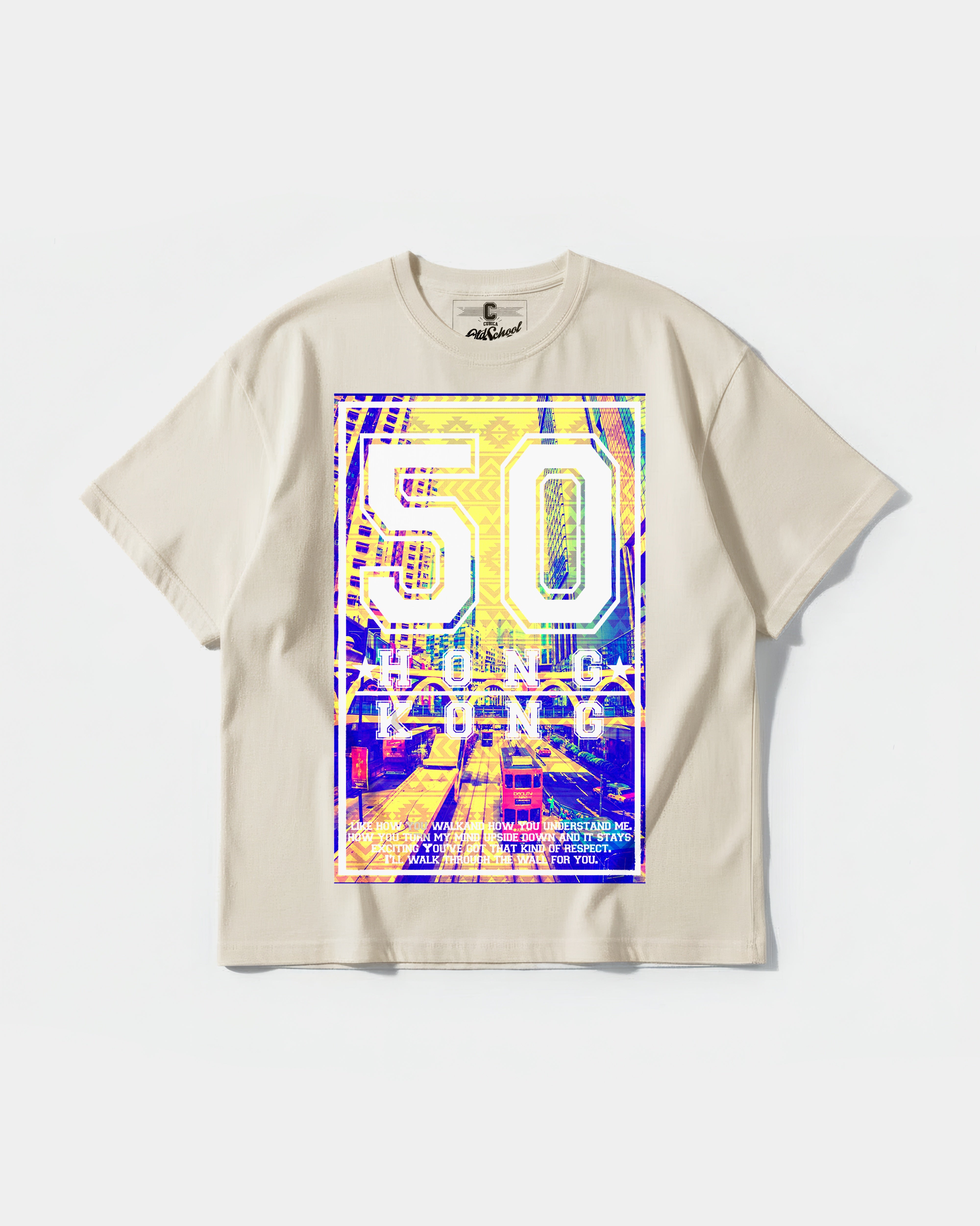 Camiseta Hong Kong Big Front Oversize Basic Beige