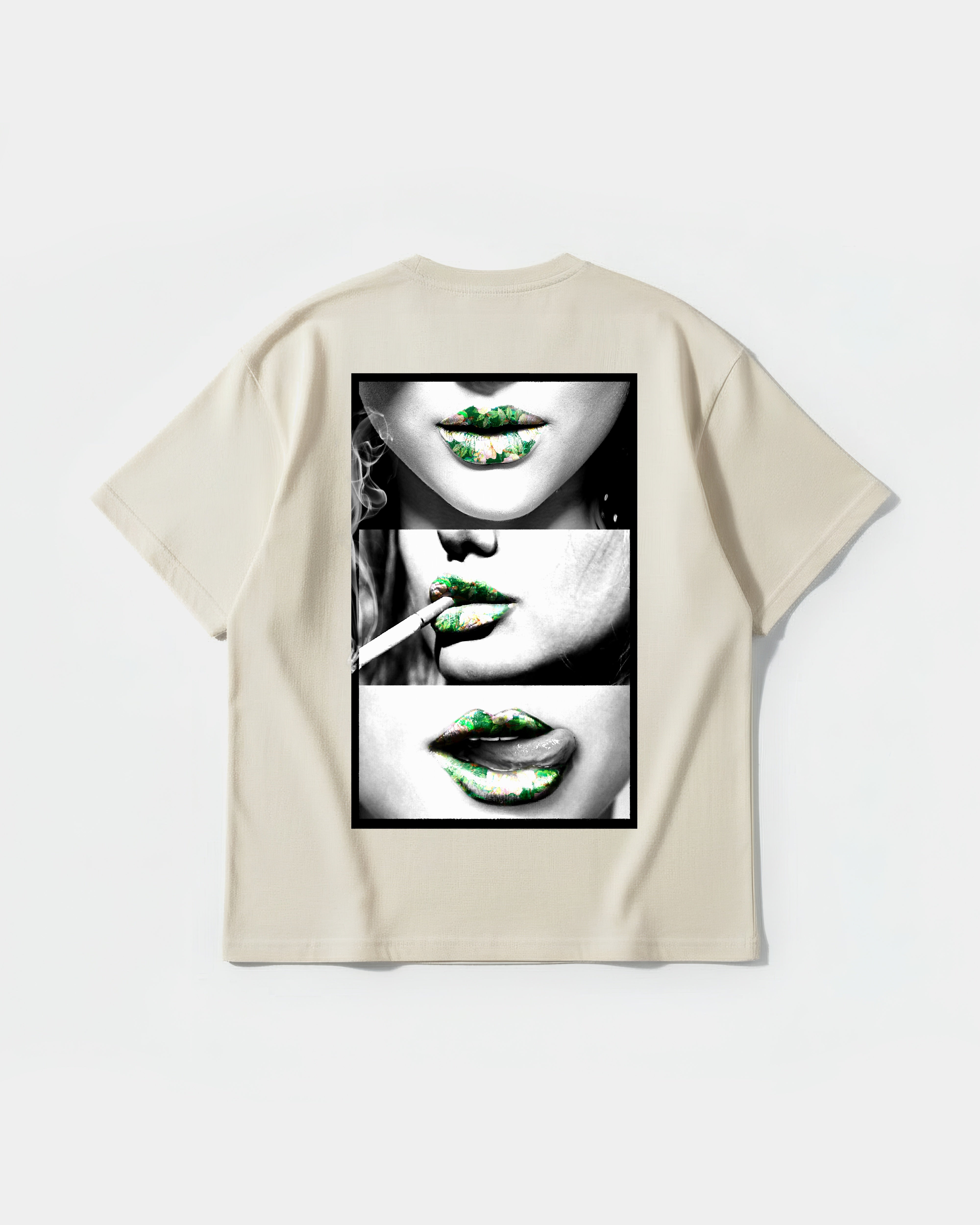 Camiseta Green Kisses Big Back Oversize Basic Beige