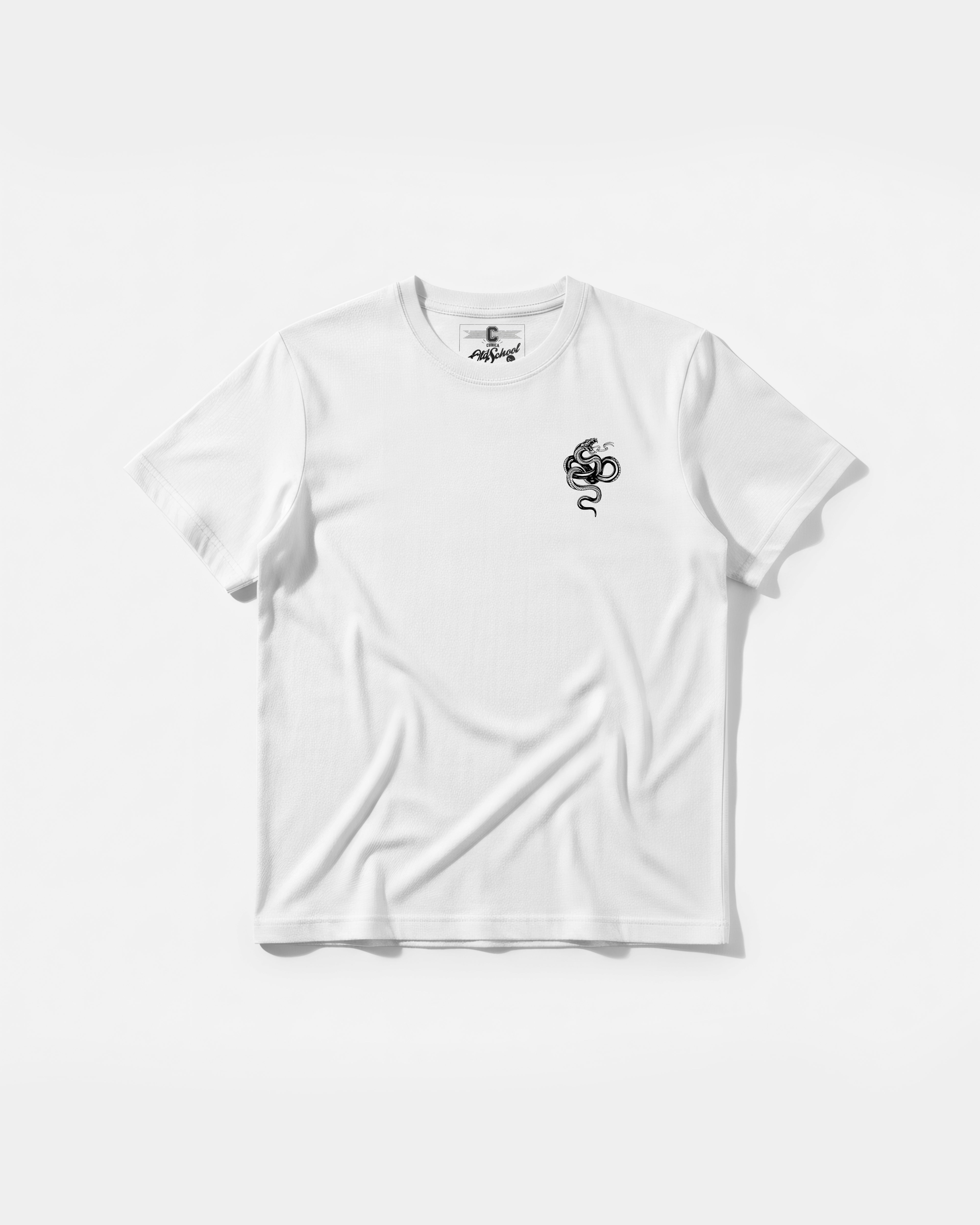 Camiseta Cubica Snake White Pocket Front Regular Basic Blanco
