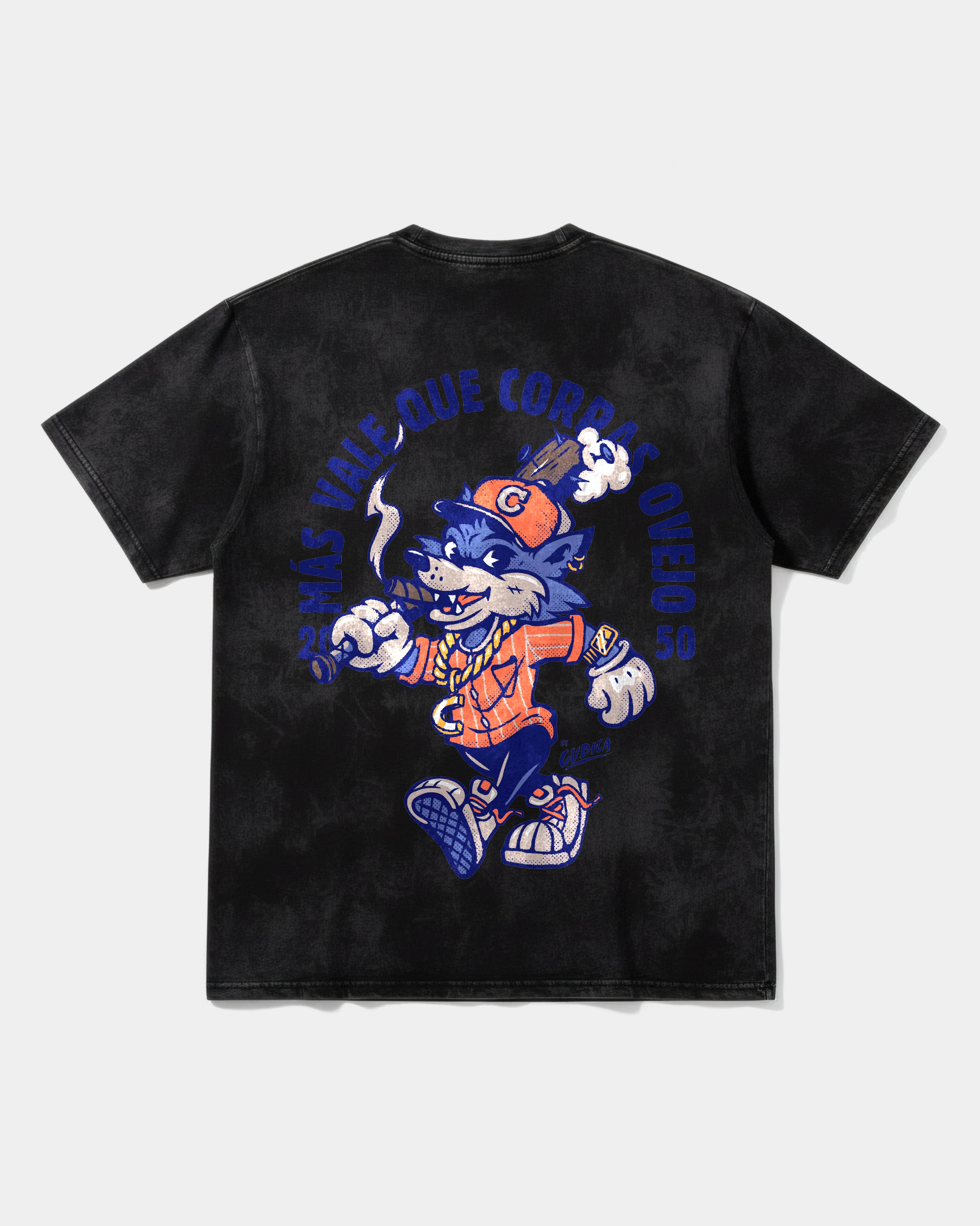 Camiseta Mas Vale Que Corras Pocket Front Oversize Acid Negro