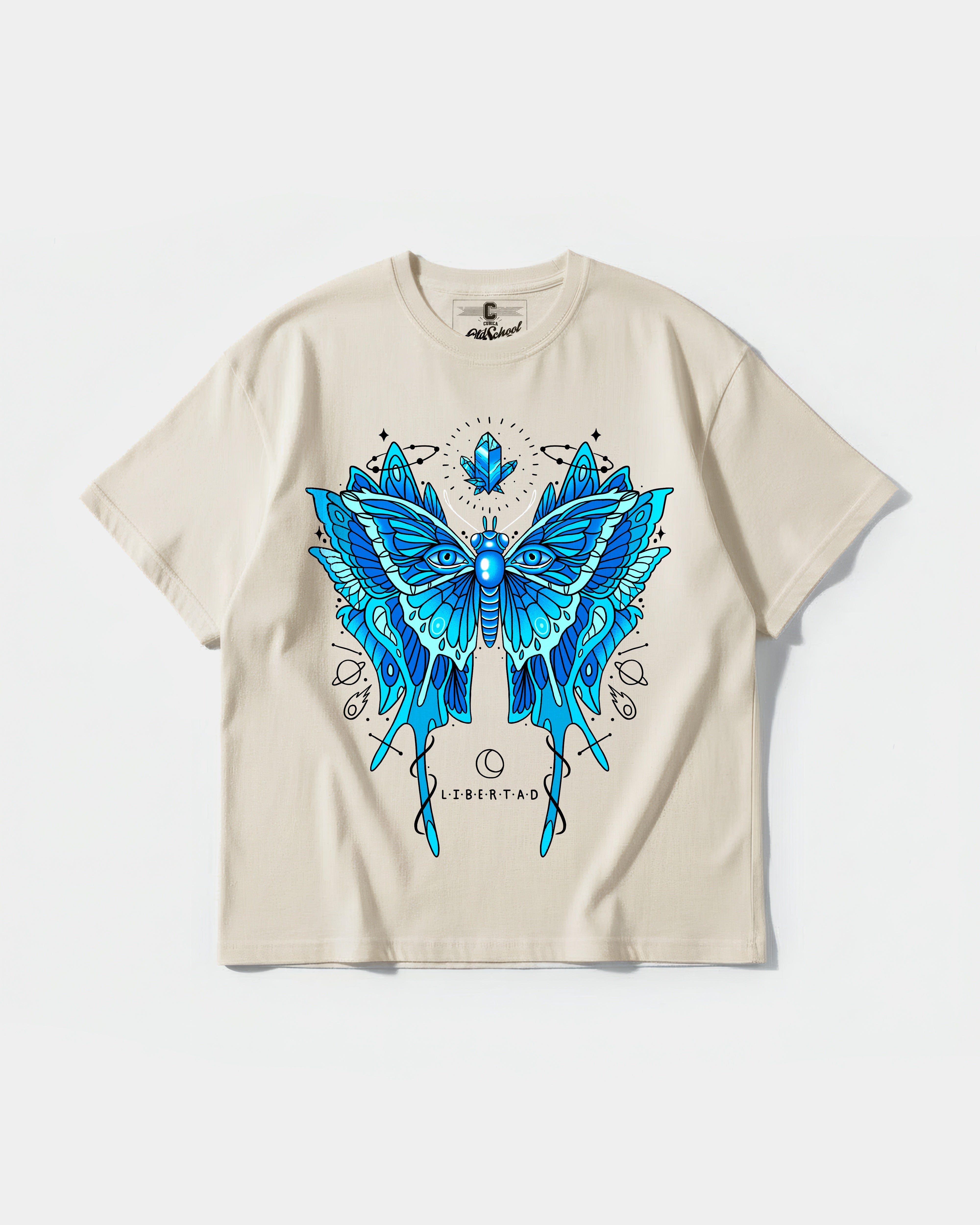 Camiseta Libertad White Big Front Oversize Basic Beige