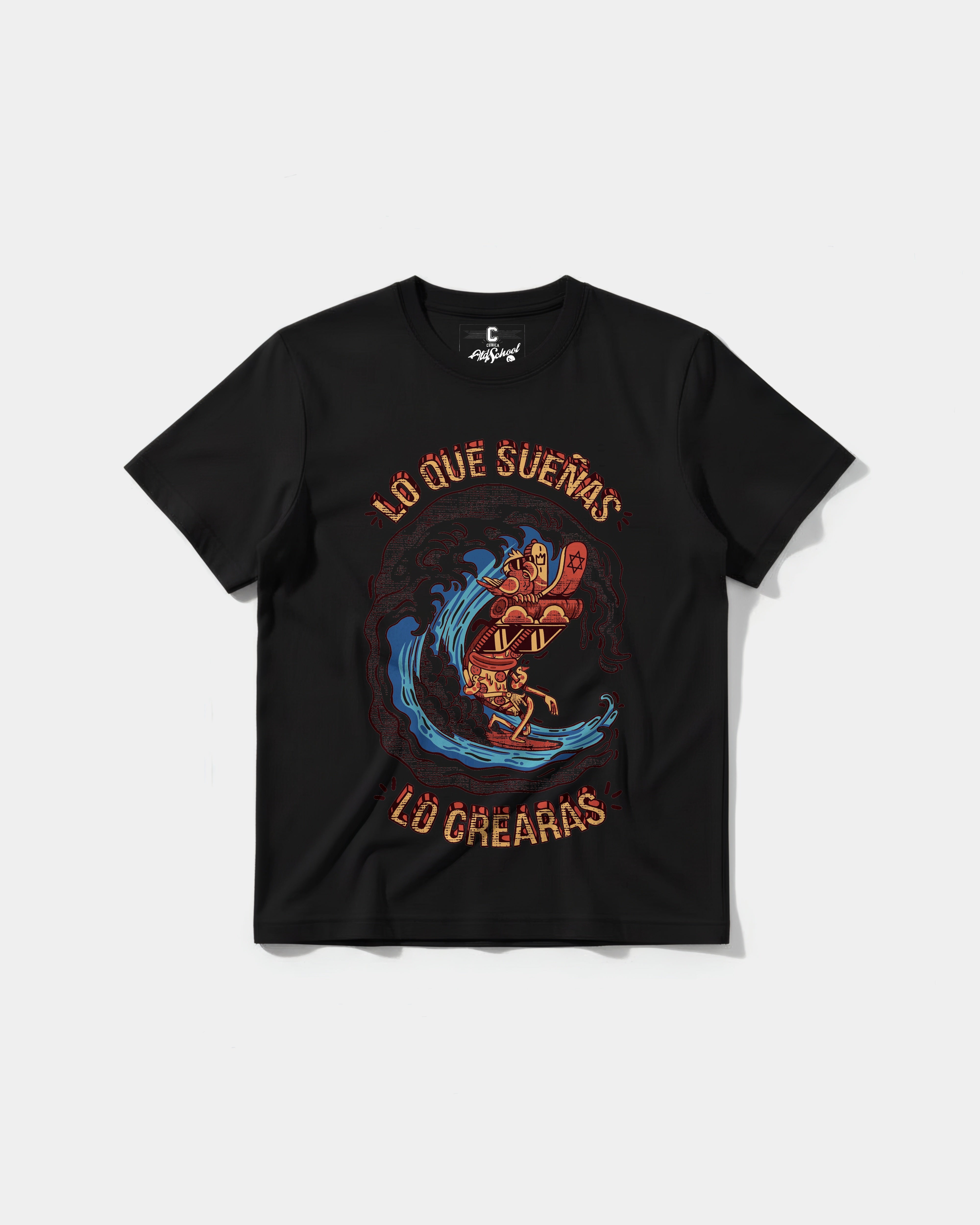 Camiseta Pizza Surf Big Front Regular Basic Negro