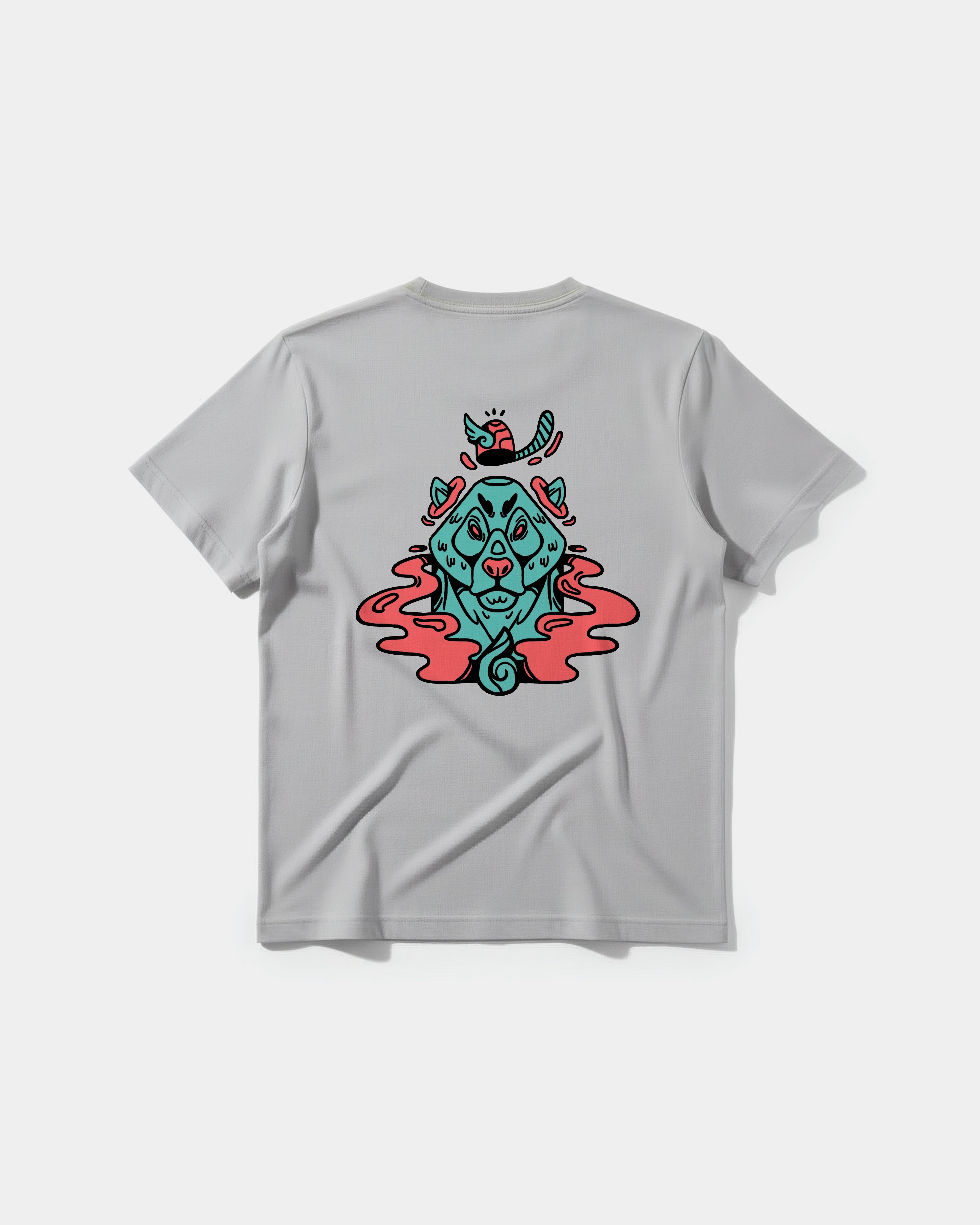 Camiseta Oso Con Gorro Big Back Regular Basic Gris