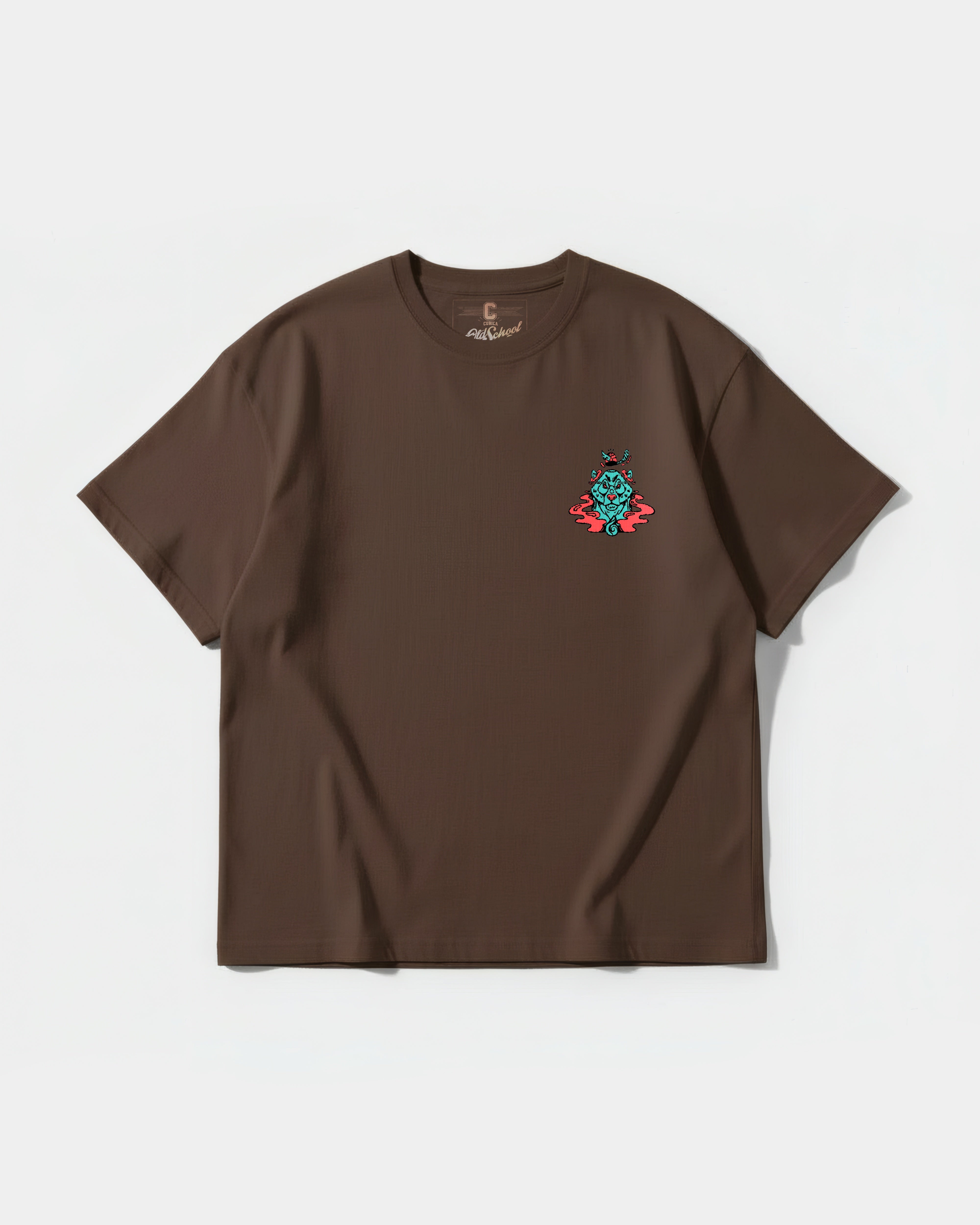 Camiseta Oso Con Gorra Pocket Front Oversize Basic Marron