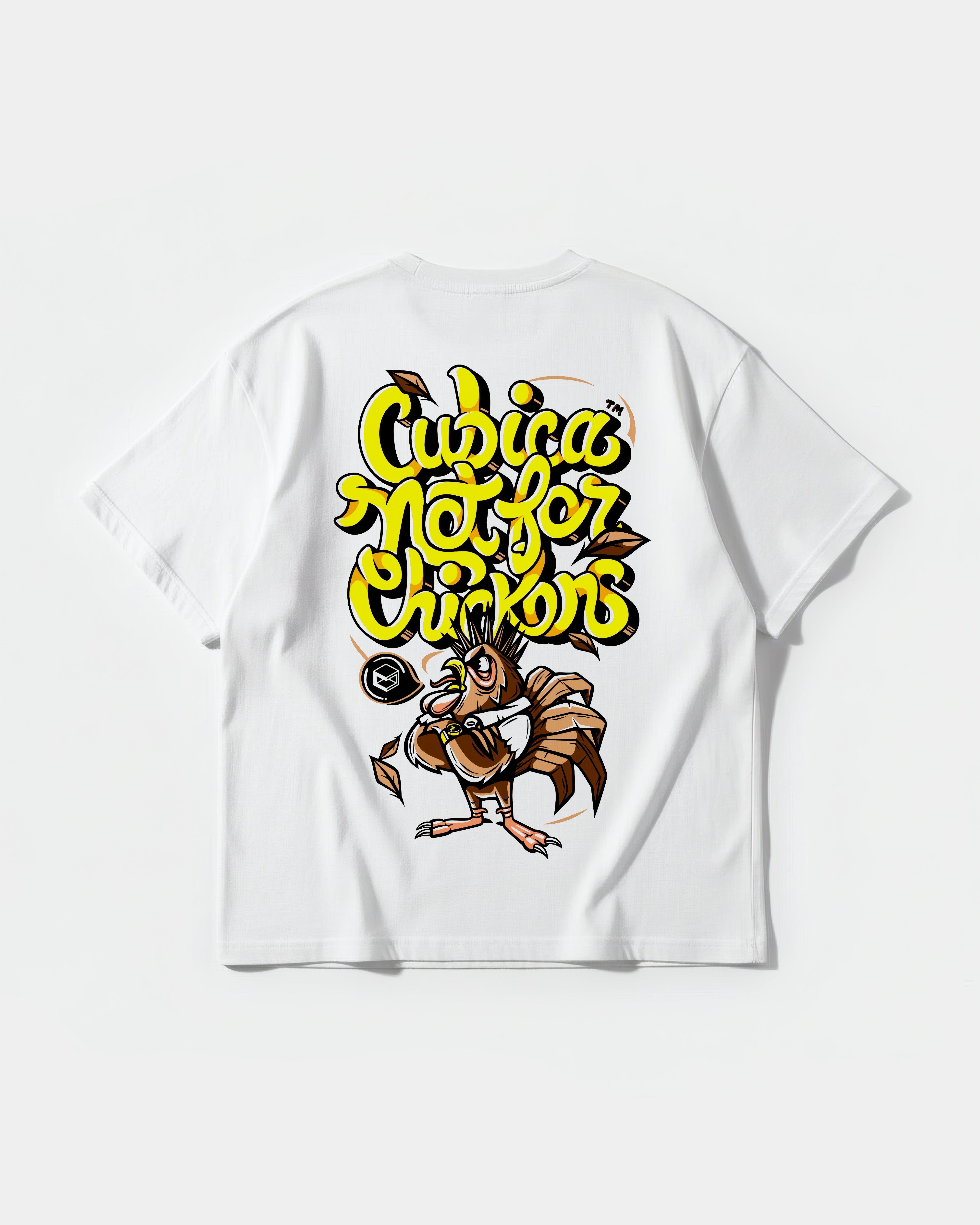 Camiseta Not For Chickens Big Back Oversize Basic Blanco