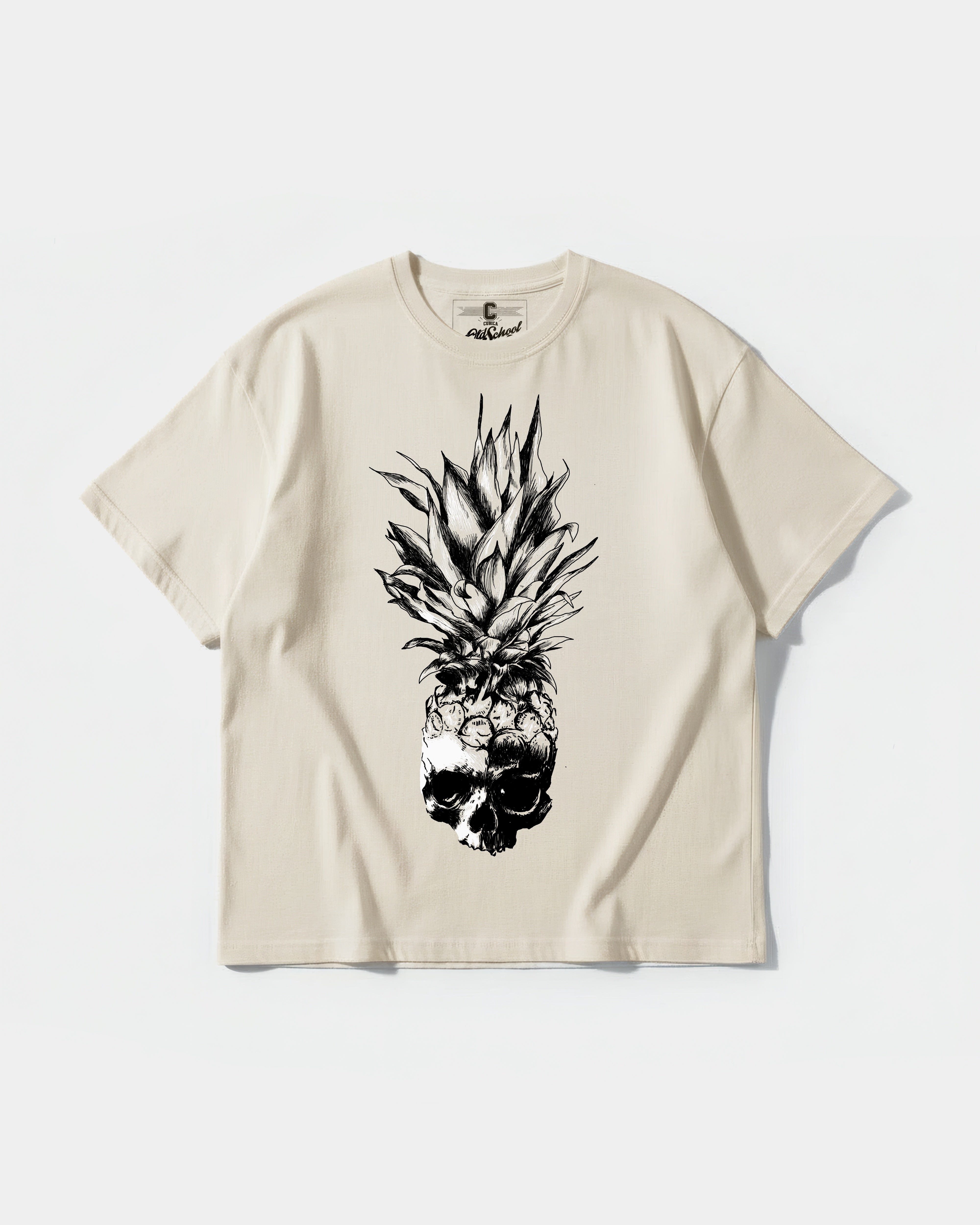 Camiseta Pina Calavera Big Front Oversize Basic Beige