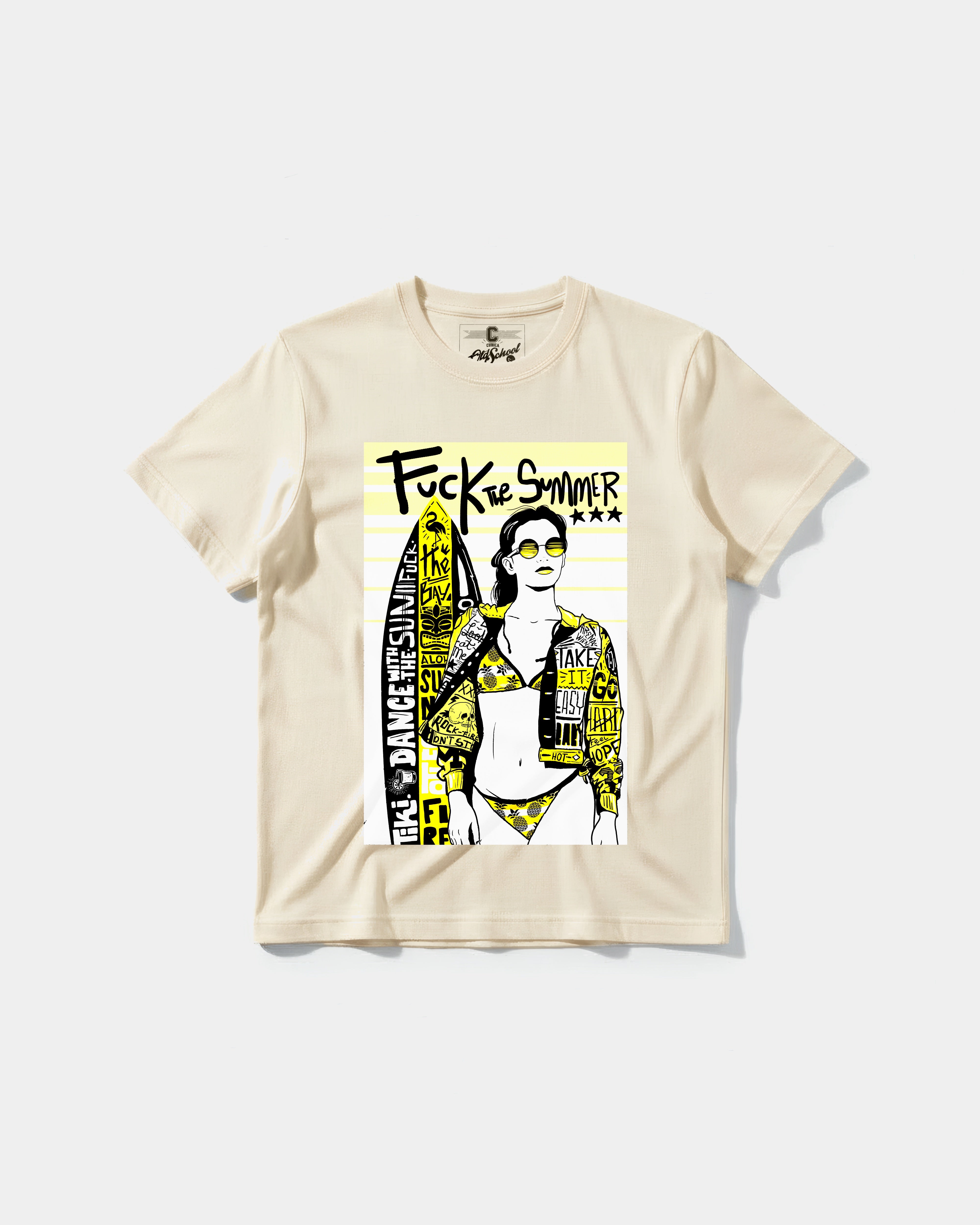 Camiseta Fuck The Summer Big Front Regular Basic Beige